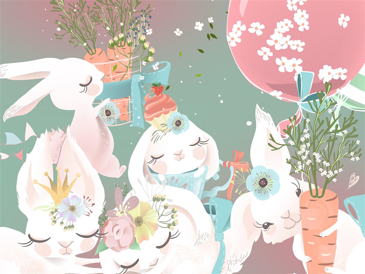 Fotobehang schattige sprookjes hazen