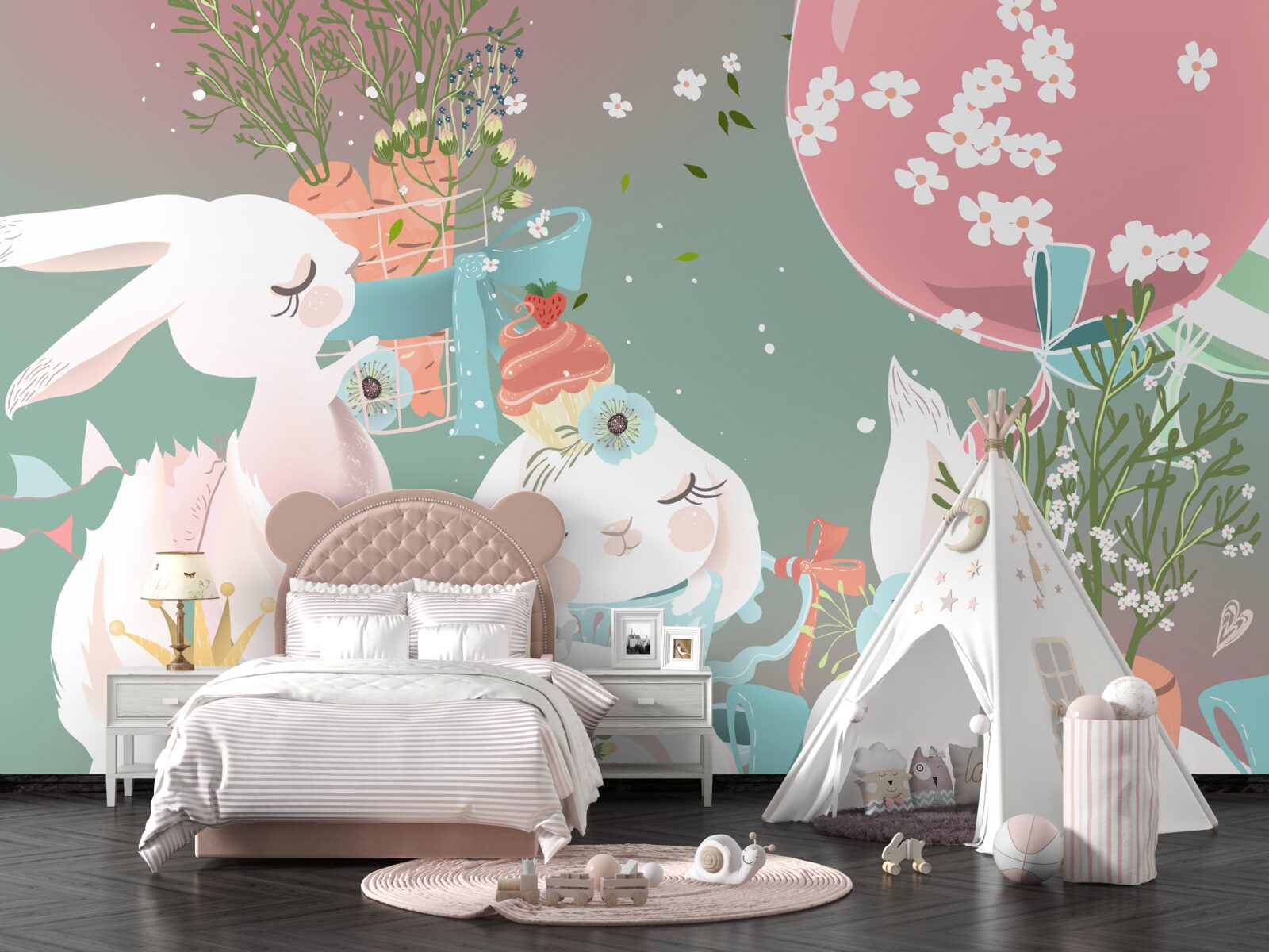 Fotobehang schattige sprookjes hazen