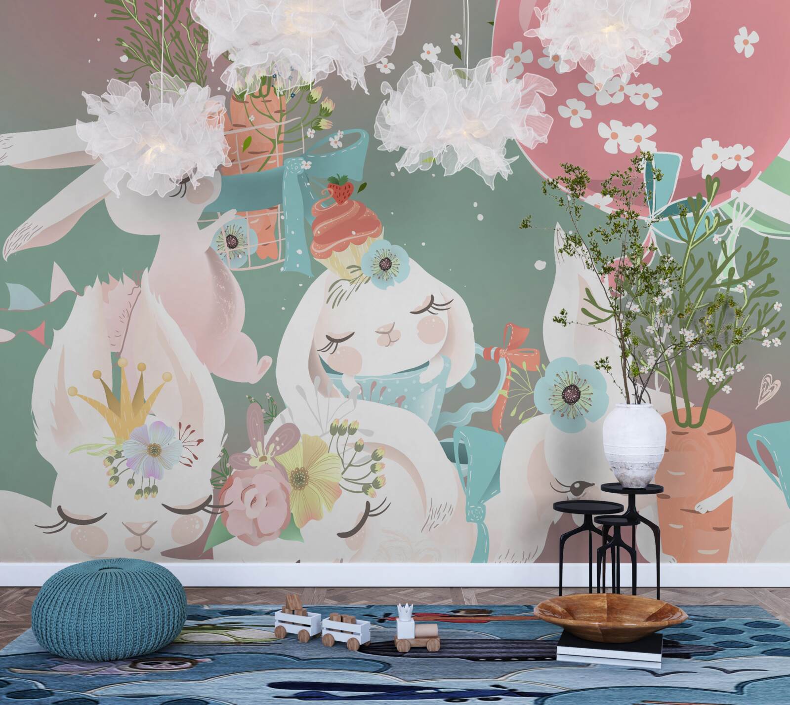 Fotobehang schattige sprookjes hazen