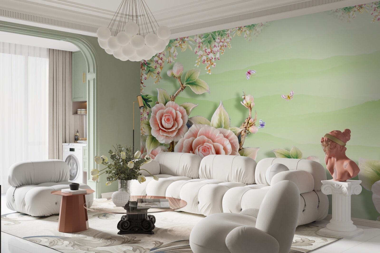 Fotobehang prachtige porseleinen rozen