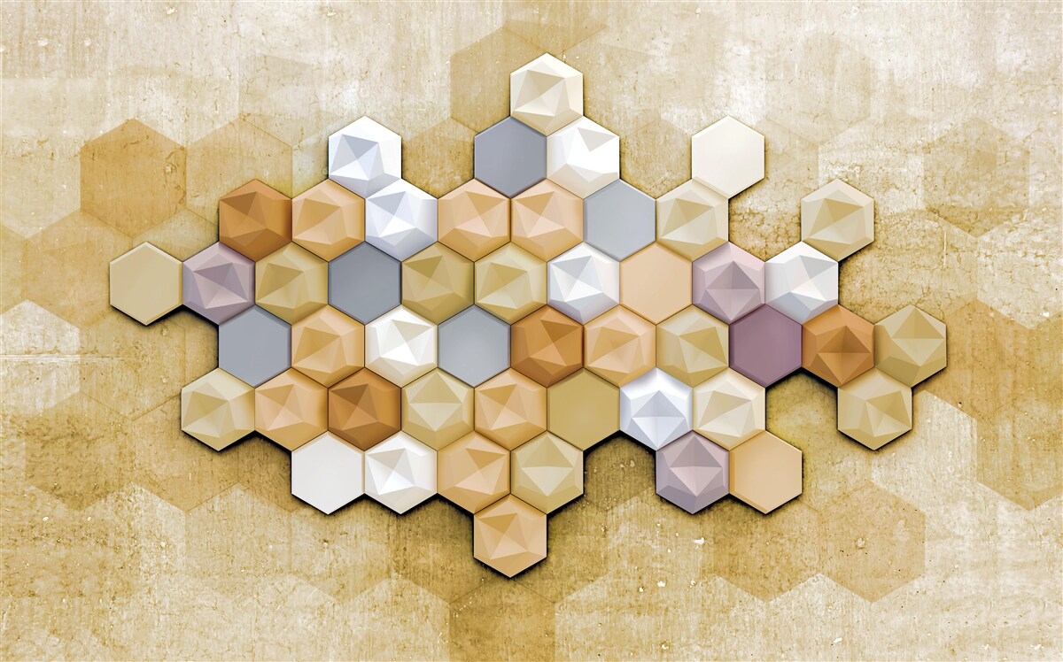 Fotobehang celontwerp in levendige mozaïektinten