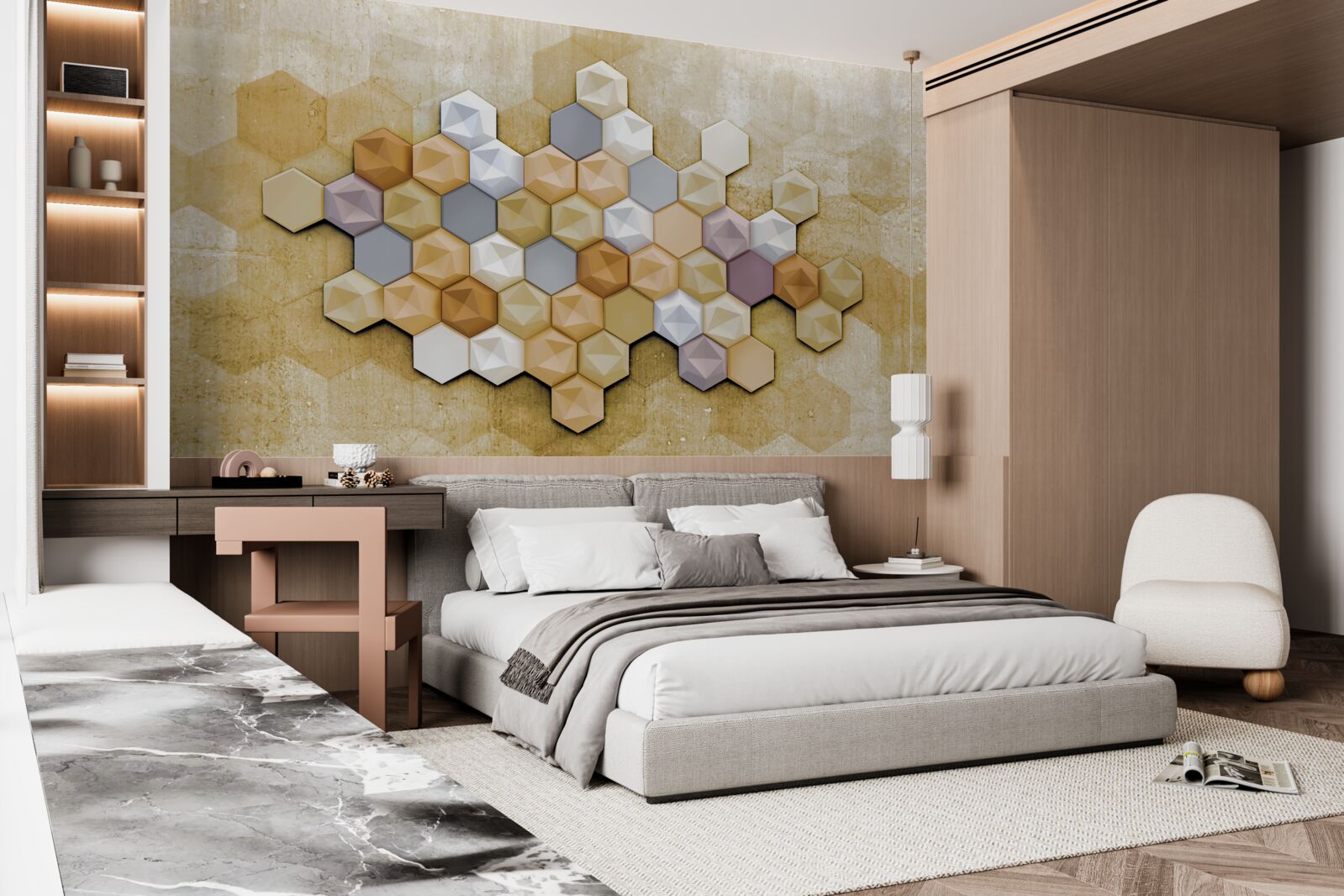 Fotobehang celontwerp in levendige mozaïektinten