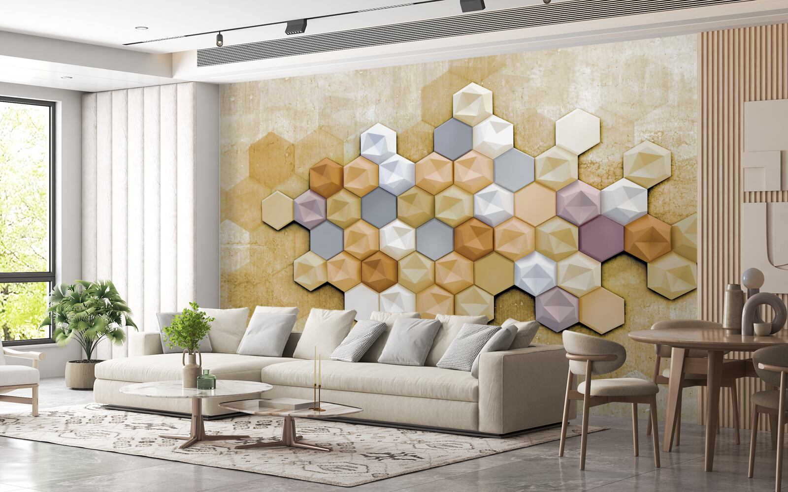 Fotobehang celontwerp in levendige mozaïektinten