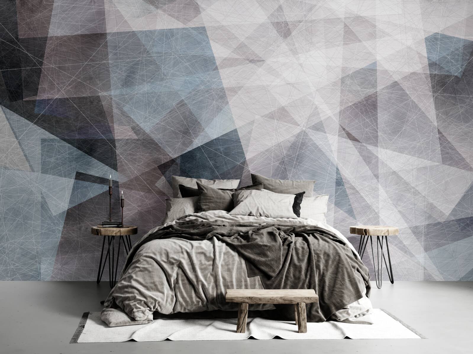 Fotobehang abstract bevat grijze driehoeken