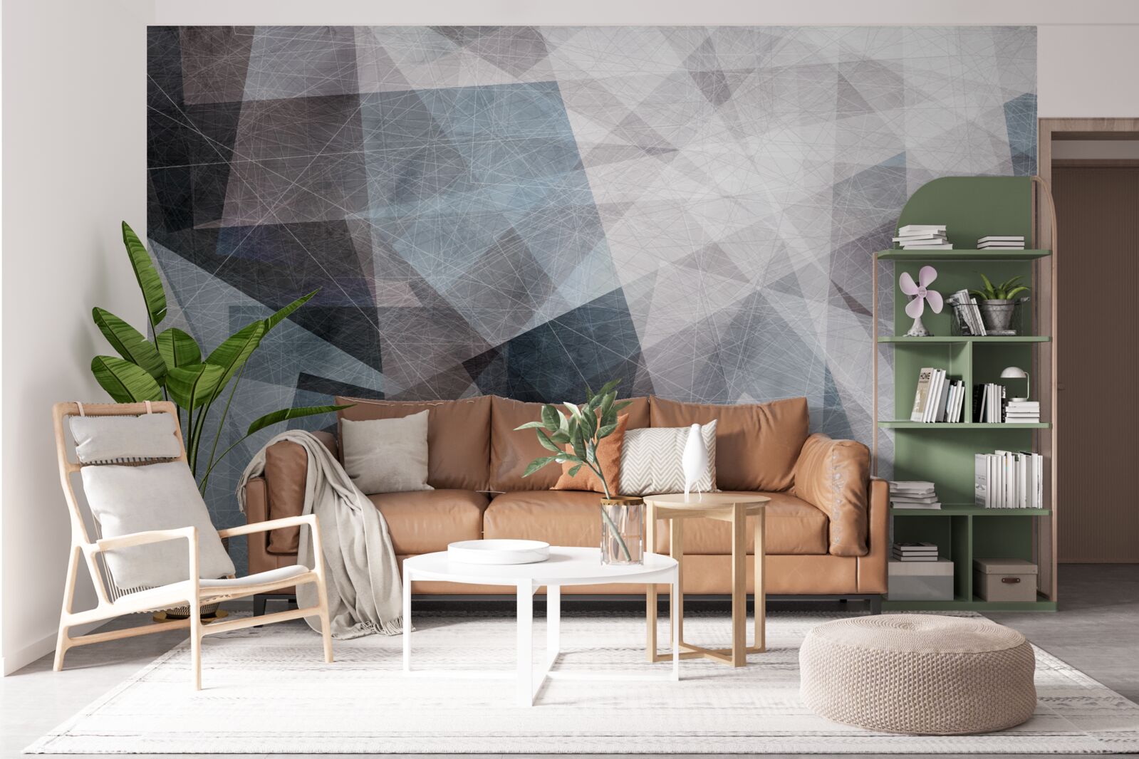 Fotobehang abstract bevat grijze driehoeken