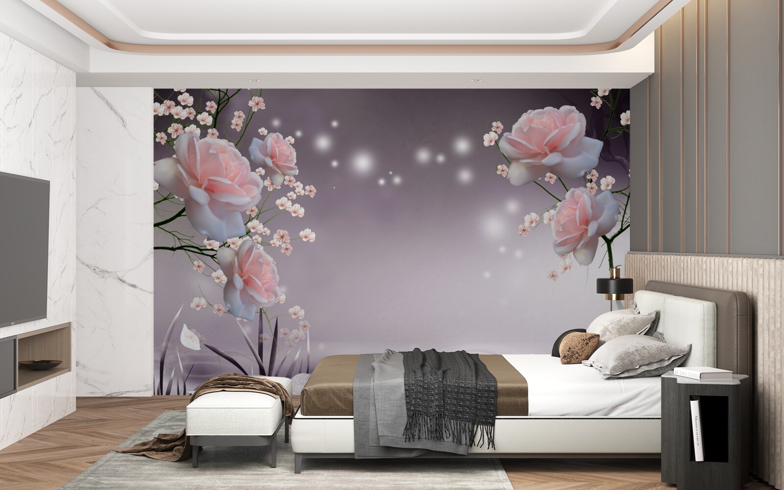 Fotobehang bloemen die opengaan boven het wateroppervlak