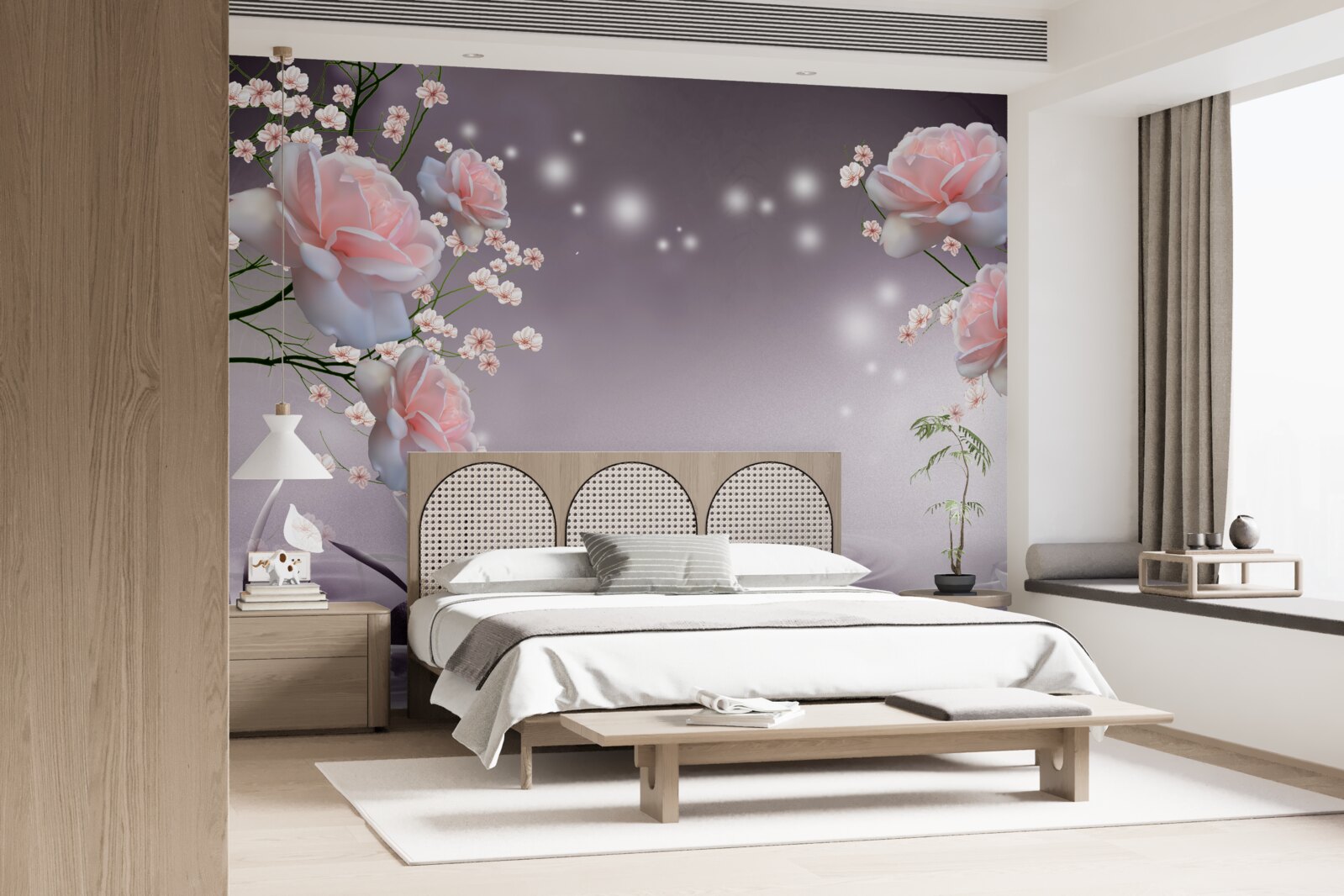 Fotobehang bloemen die opengaan boven het wateroppervlak