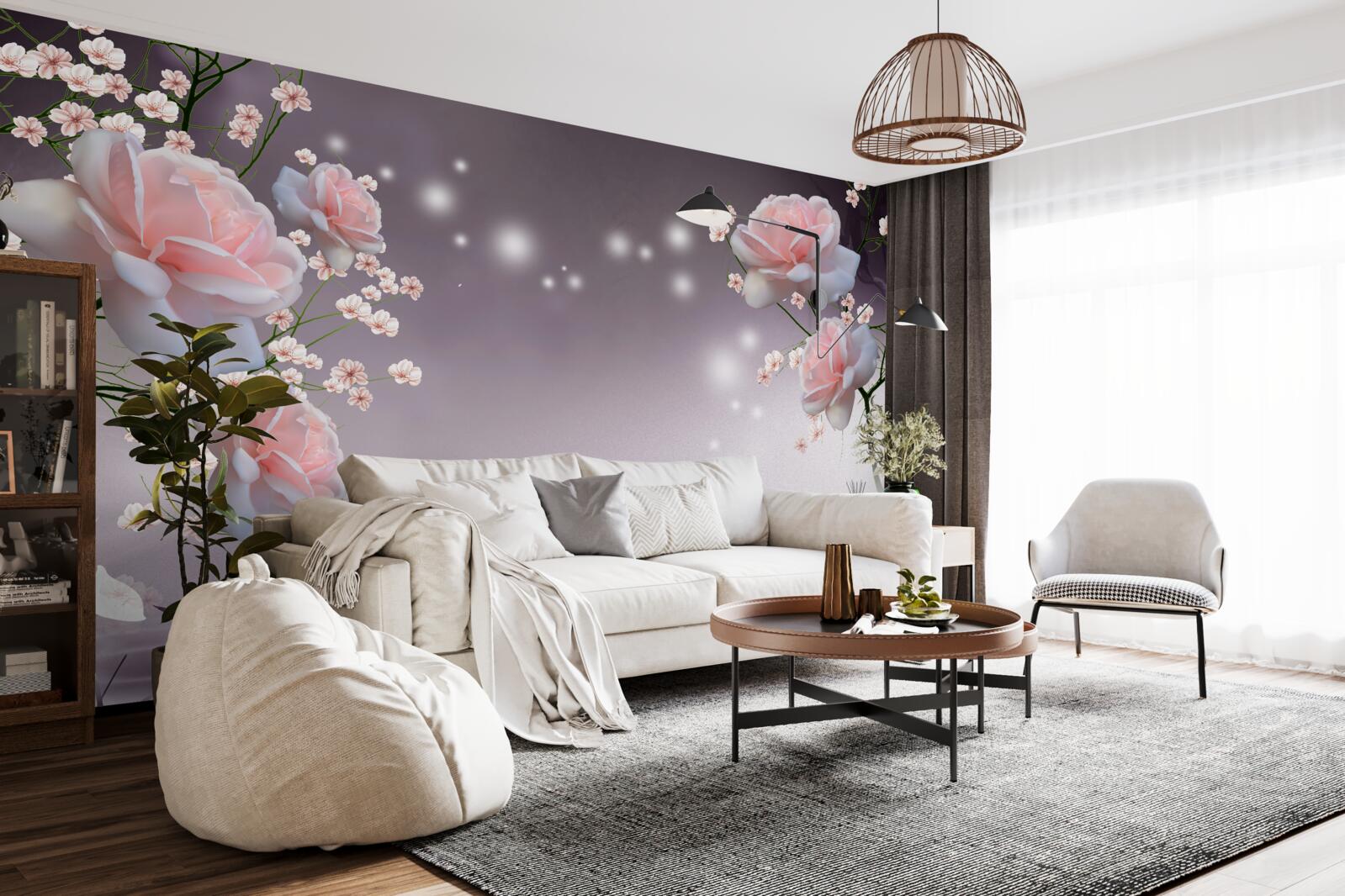 Fotobehang bloemen die opengaan boven het wateroppervlak