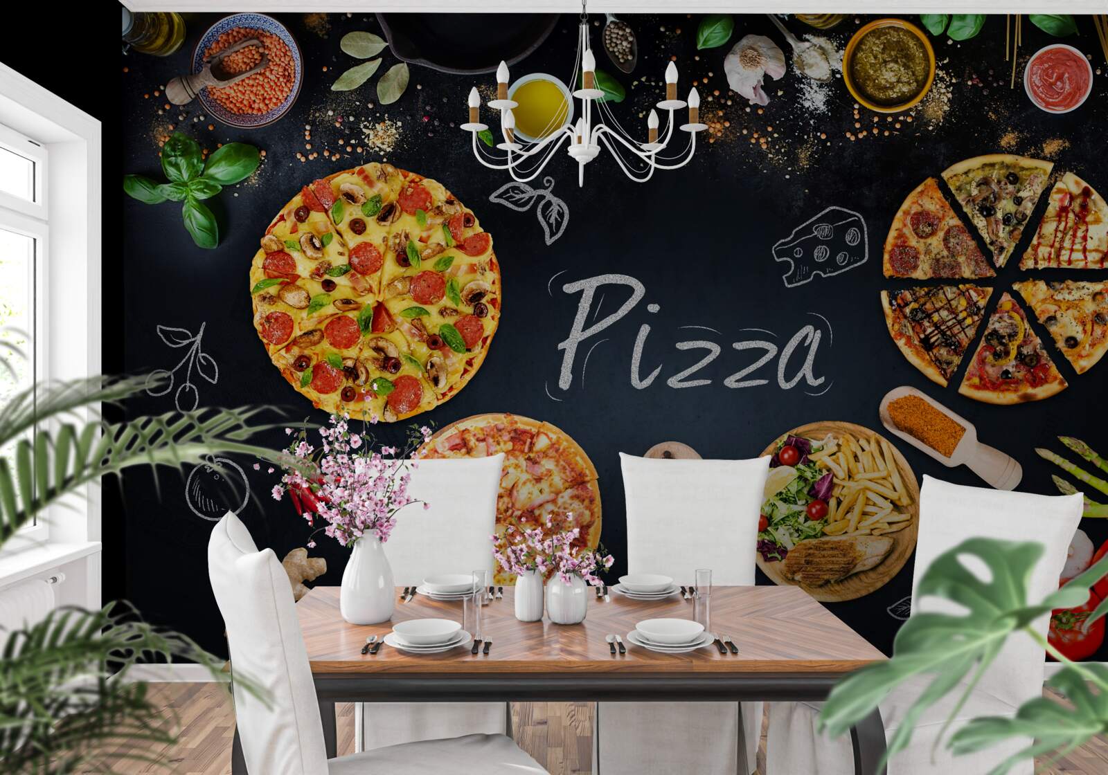 Fotobehang andere voedingsmiddelen zoals pizza