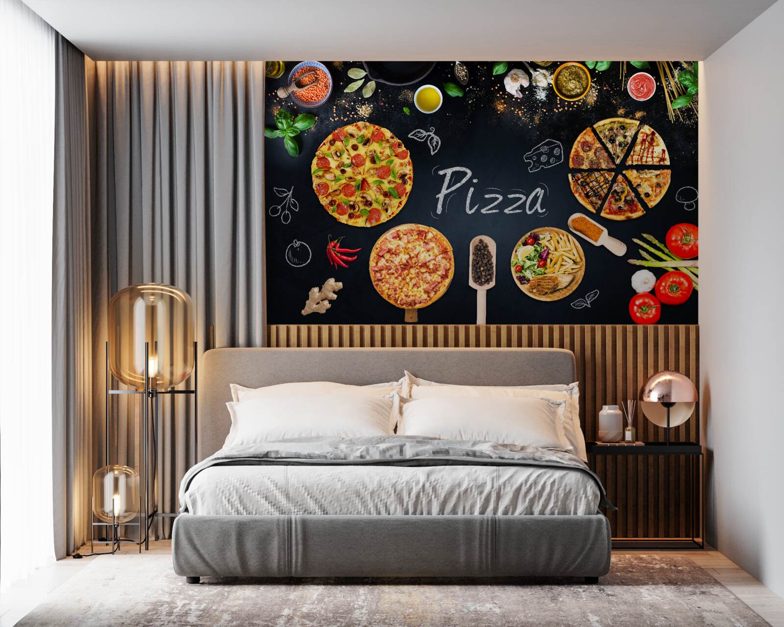 Fotobehang andere voedingsmiddelen zoals pizza