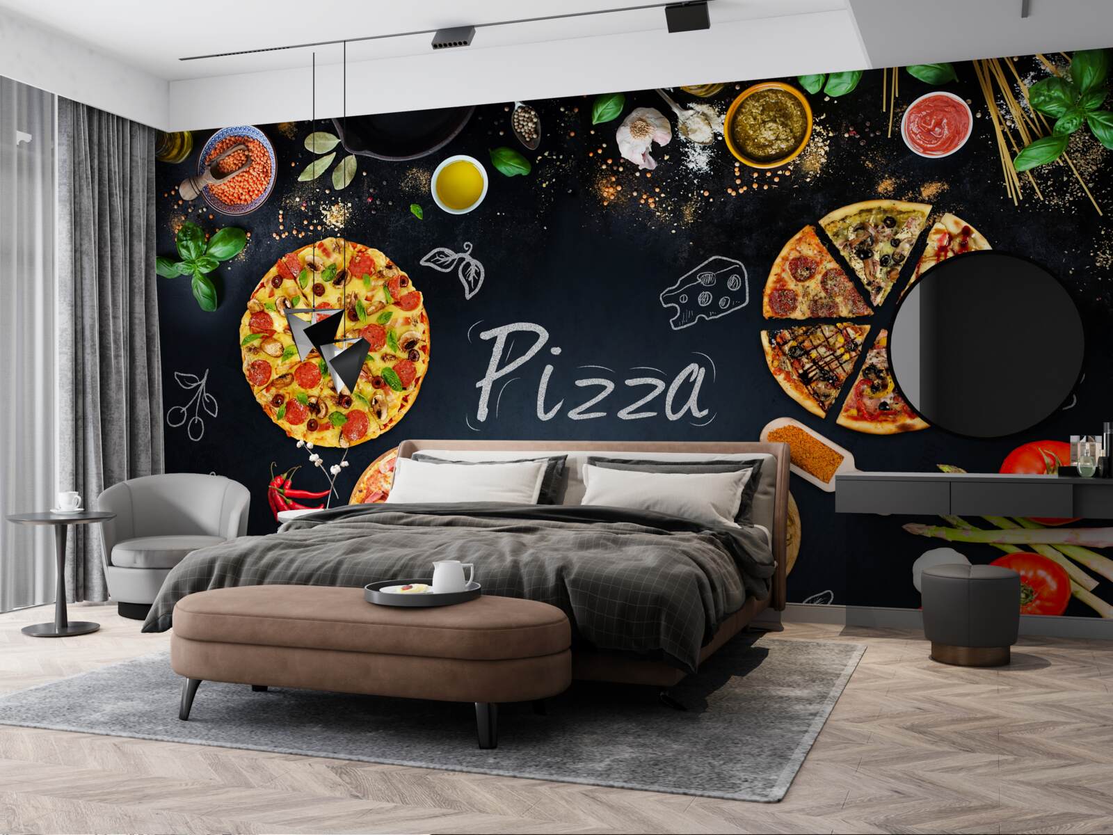 Fotobehang andere voedingsmiddelen zoals pizza