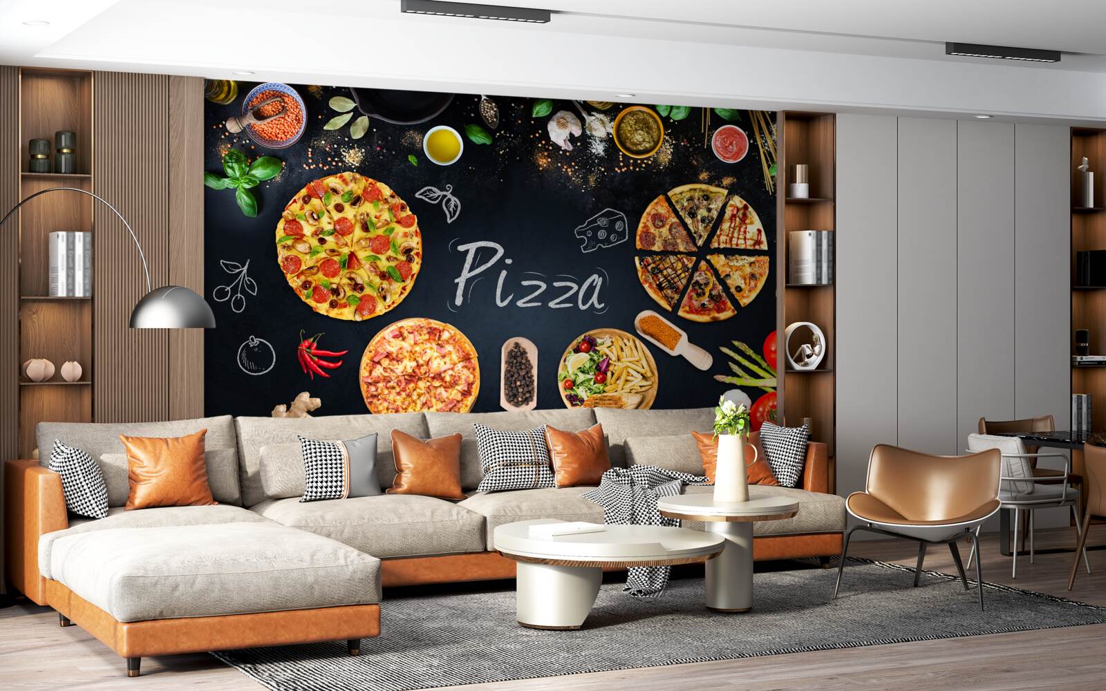 Fotobehang andere voedingsmiddelen zoals pizza