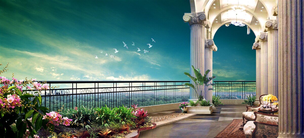 Fotobehang prieel in de zomerspeeltuin