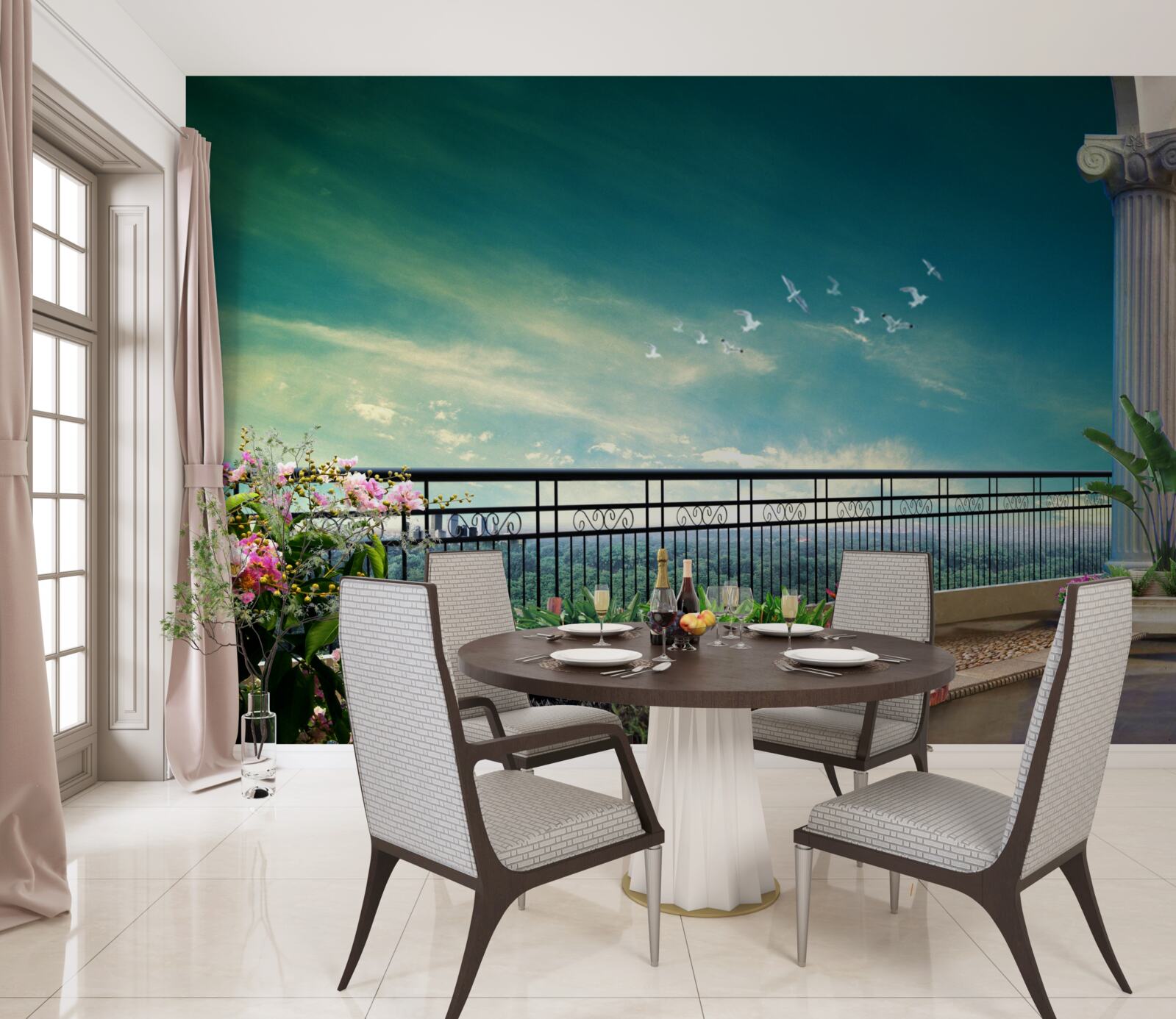 Fotobehang prieel in de zomerspeeltuin