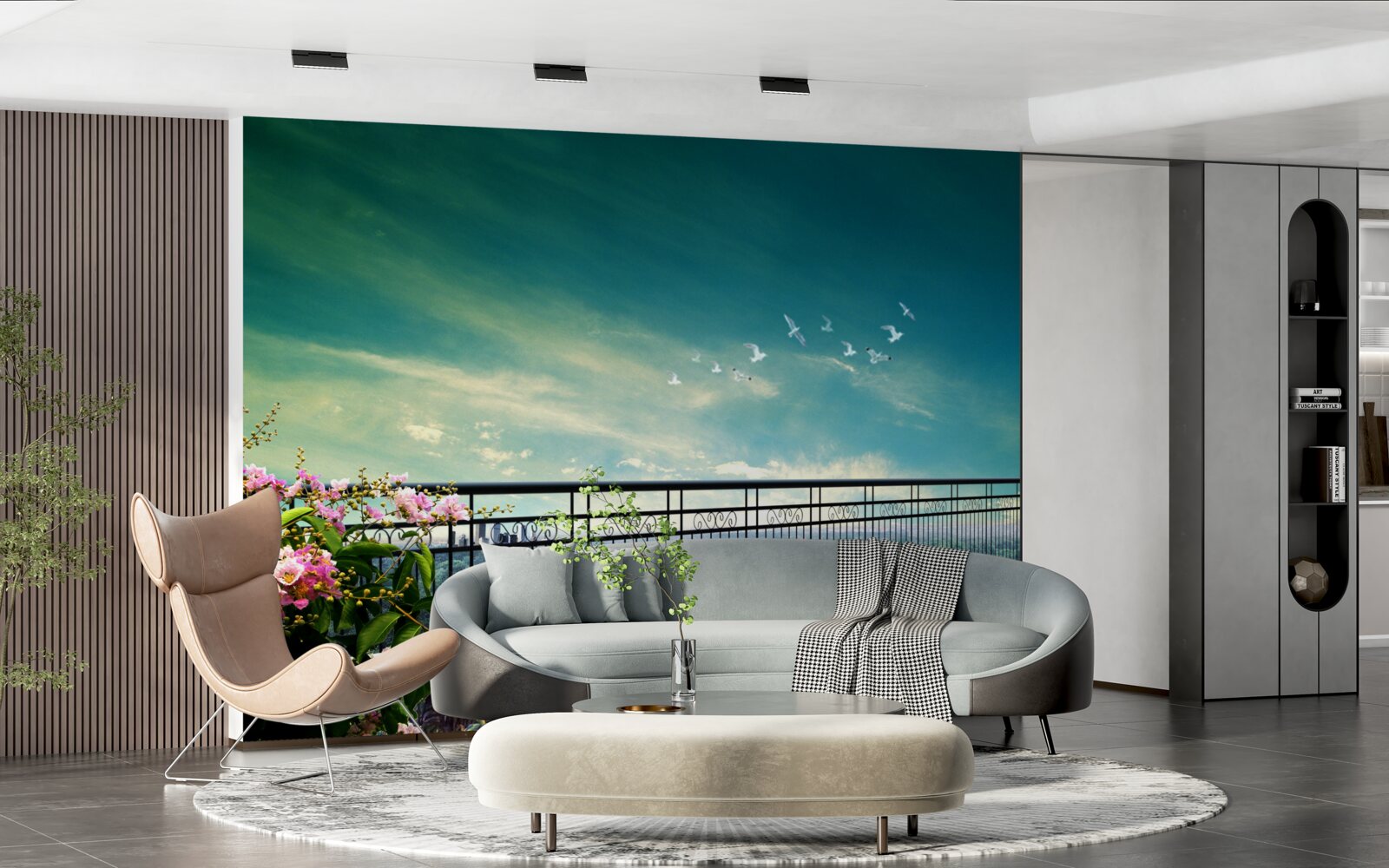 Fotobehang prieel in de zomerspeeltuin