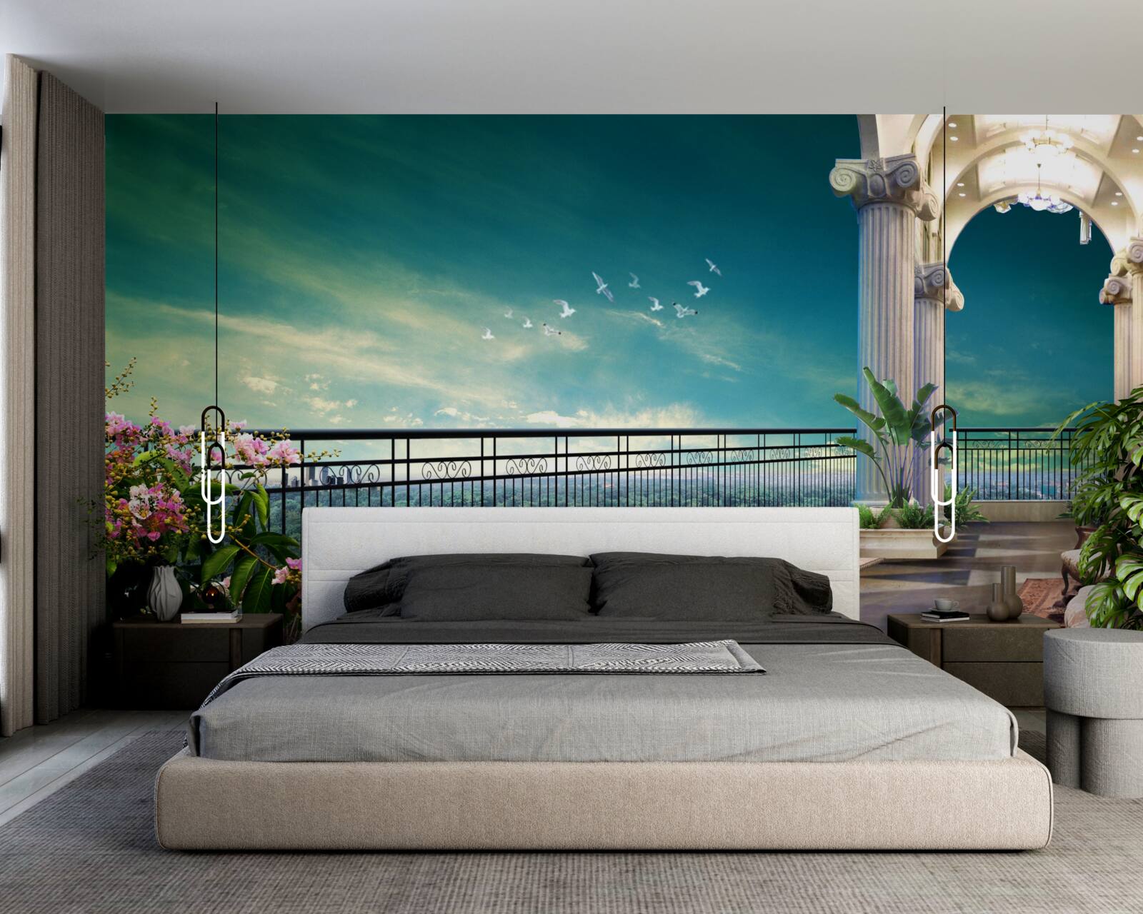 Fotobehang prieel in de zomerspeeltuin