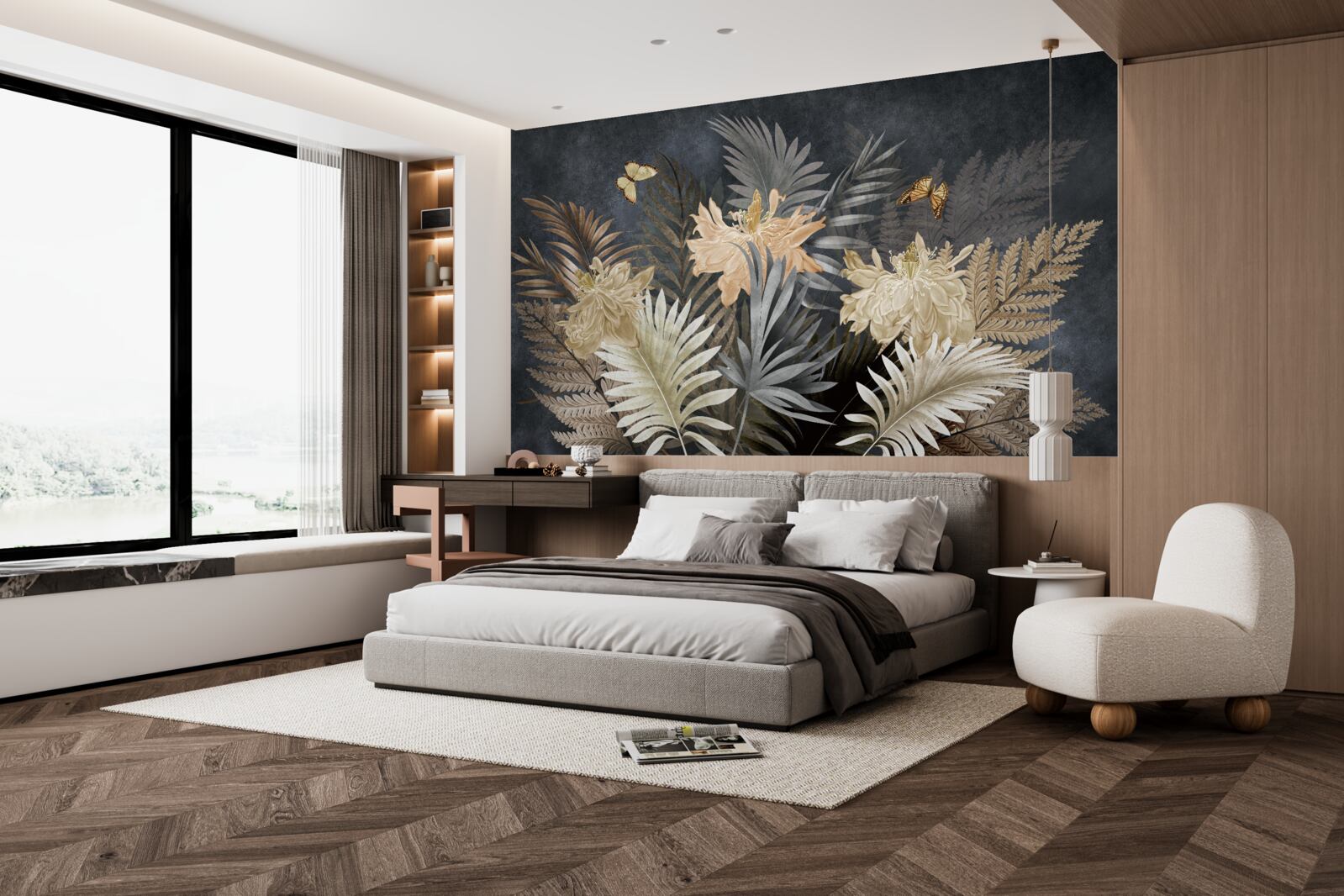 Fotobehang compositie van bleke herfstbladeren