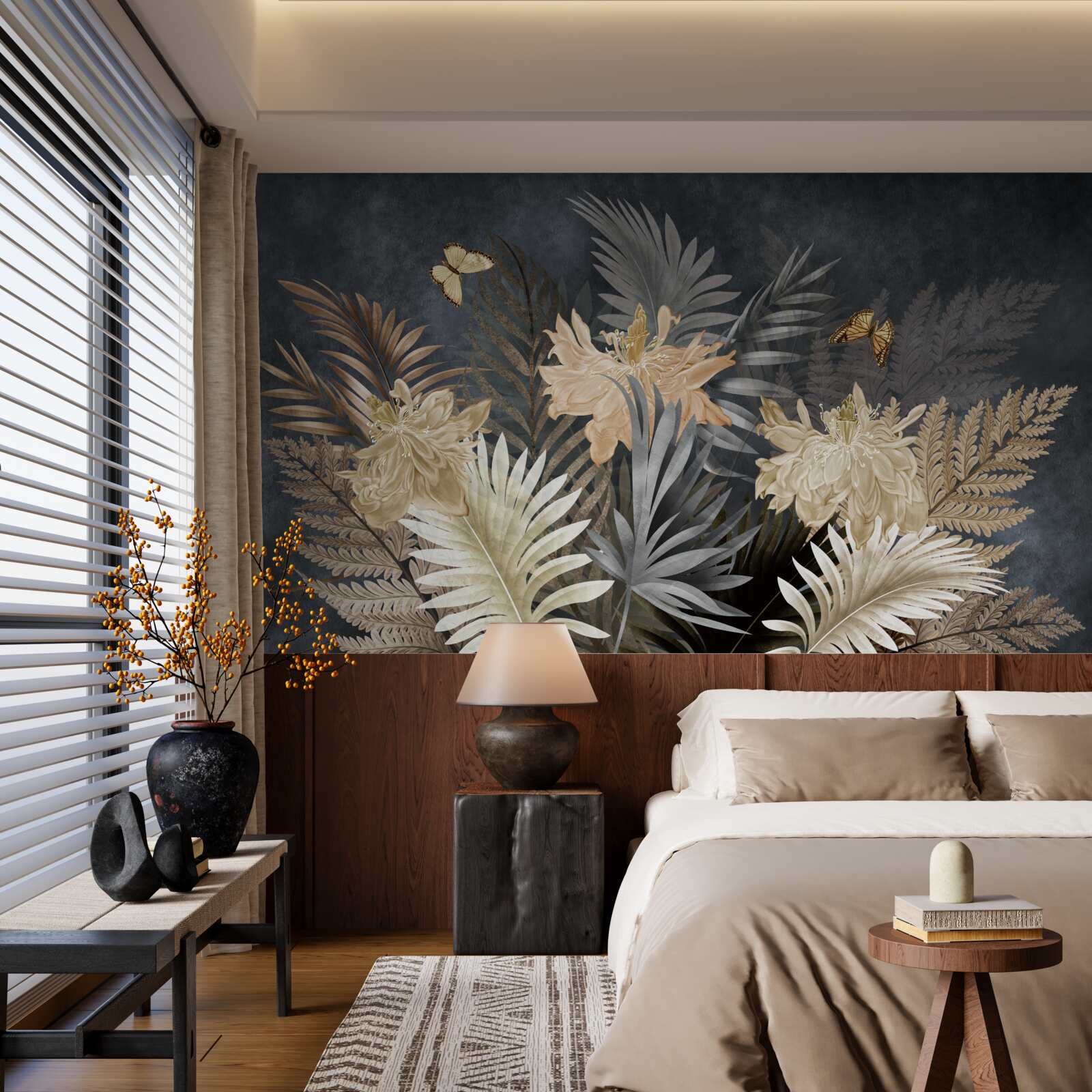 Fotobehang compositie van bleke herfstbladeren