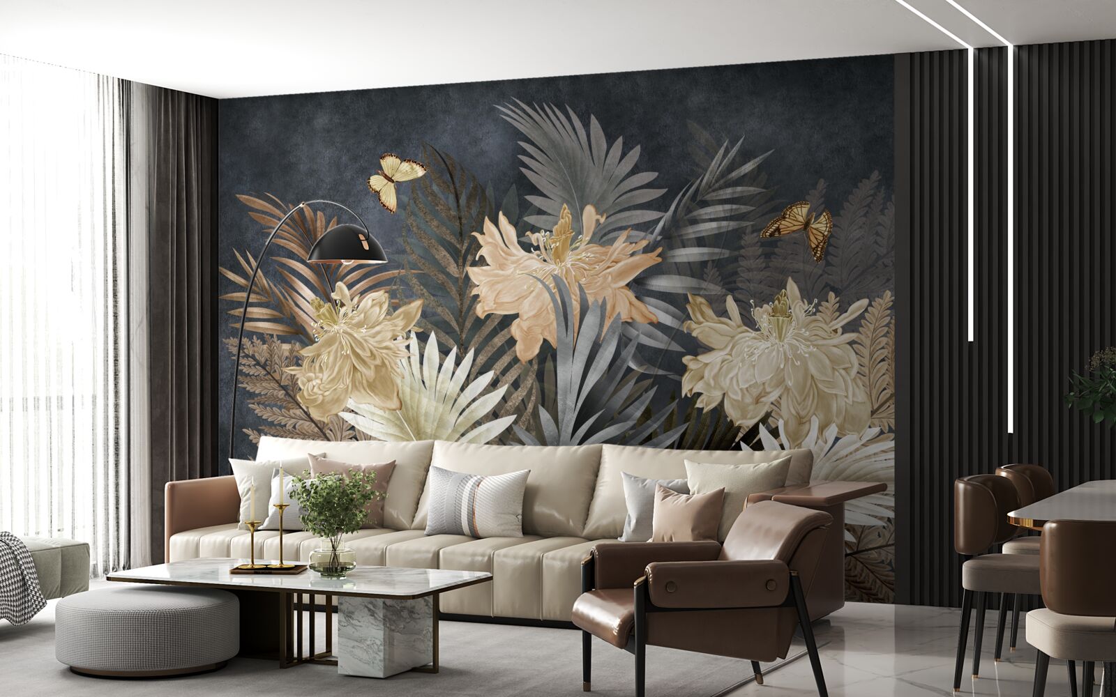 Fotobehang compositie van bleke herfstbladeren