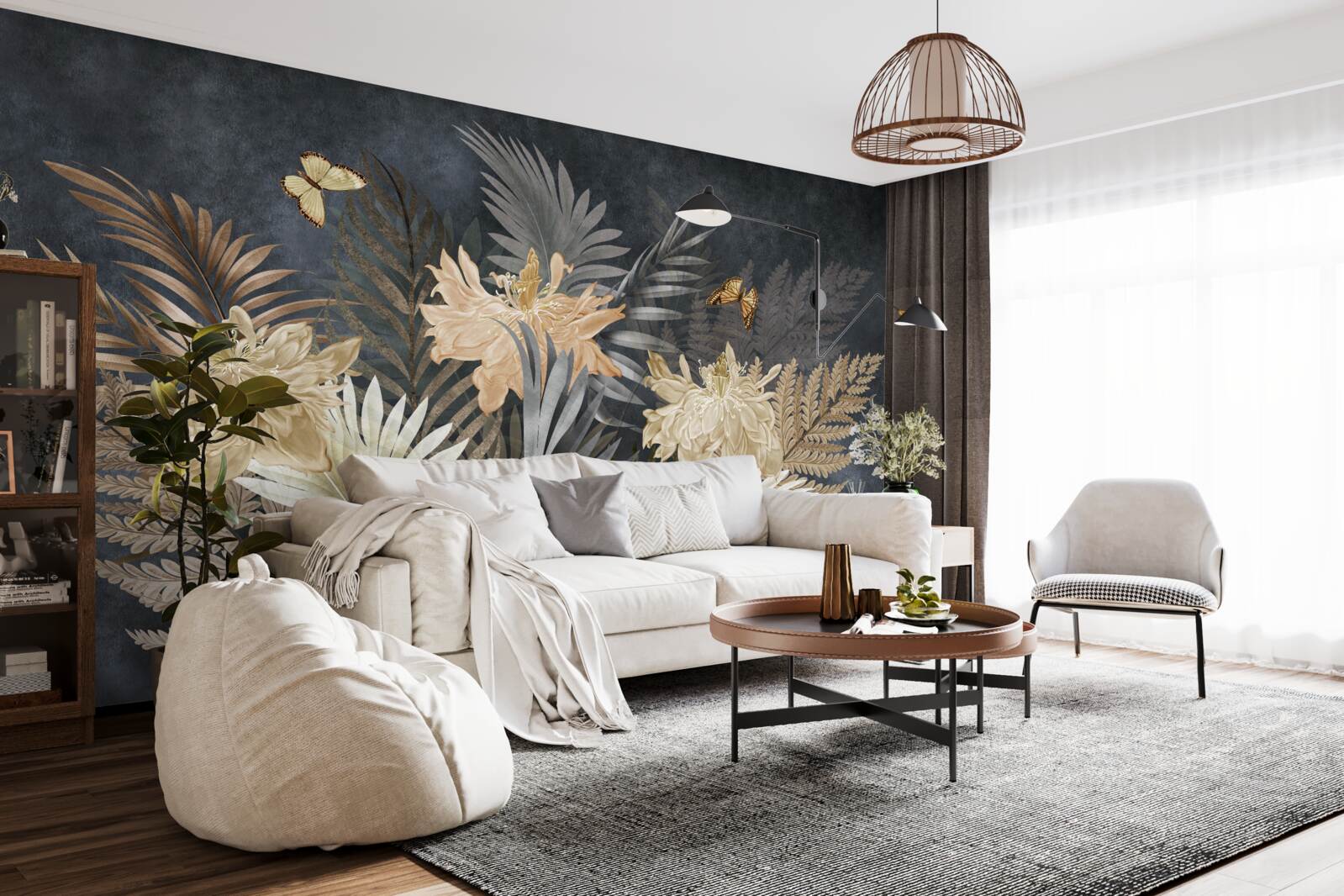 Fotobehang compositie van bleke herfstbladeren