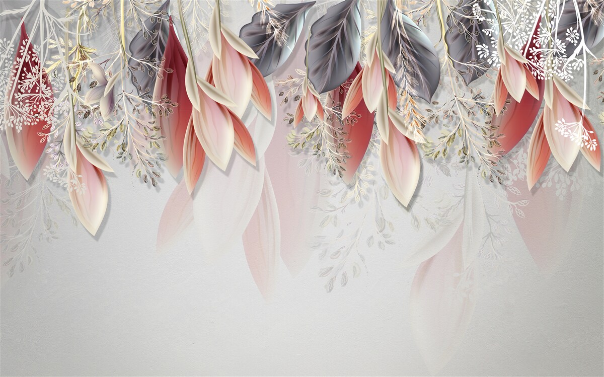 Fotobehang compositielijn in roze naar beneden