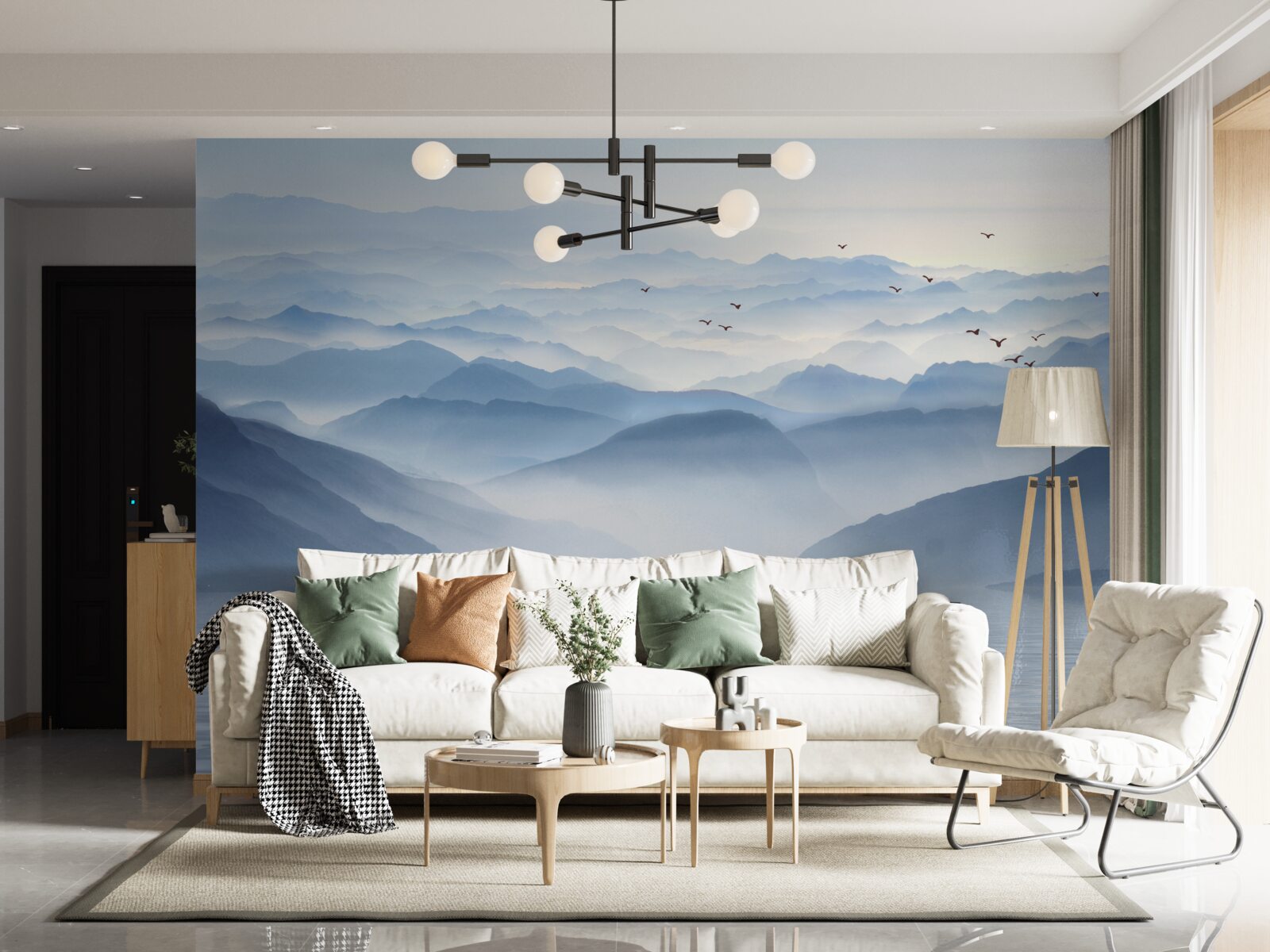 Fotobehang mist bedekt dik de bergrivier