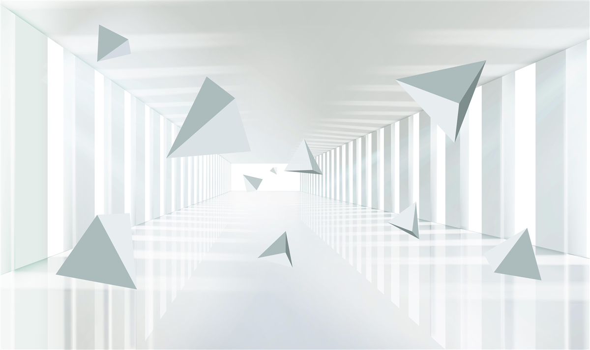 Fotobehang eindeloze tunnel en driehoekige vormen