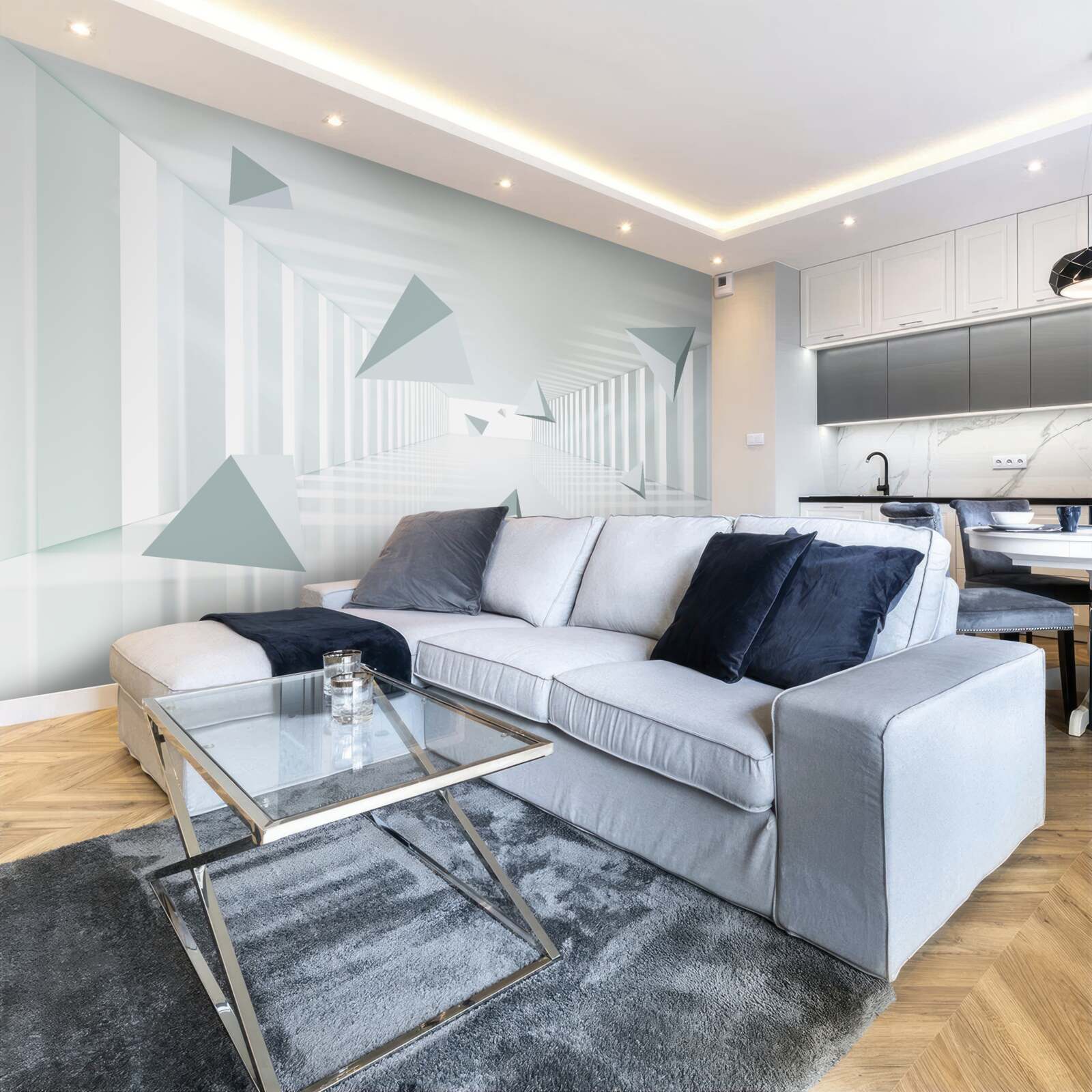 Fotobehang eindeloze tunnel en driehoekige vormen