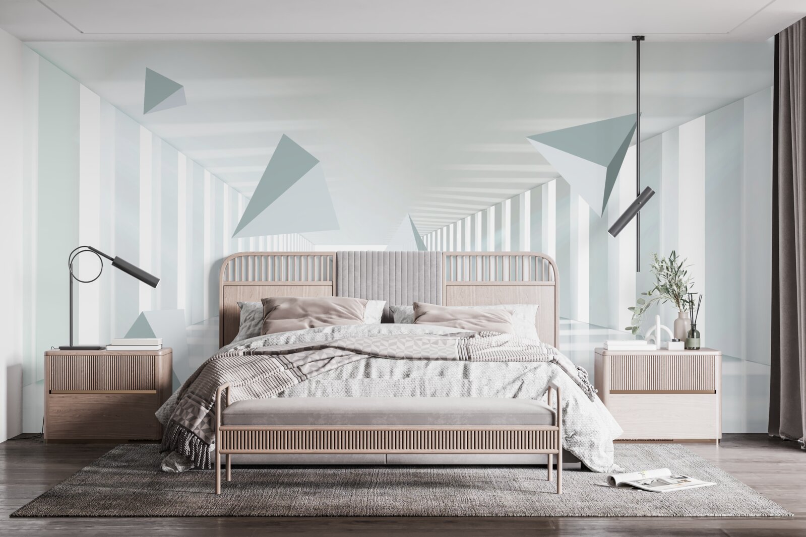 Fotobehang eindeloze tunnel en driehoekige vormen