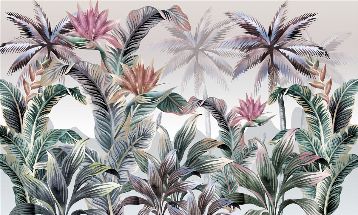 Fotobehang bomen met bladeren groeien in de jungle