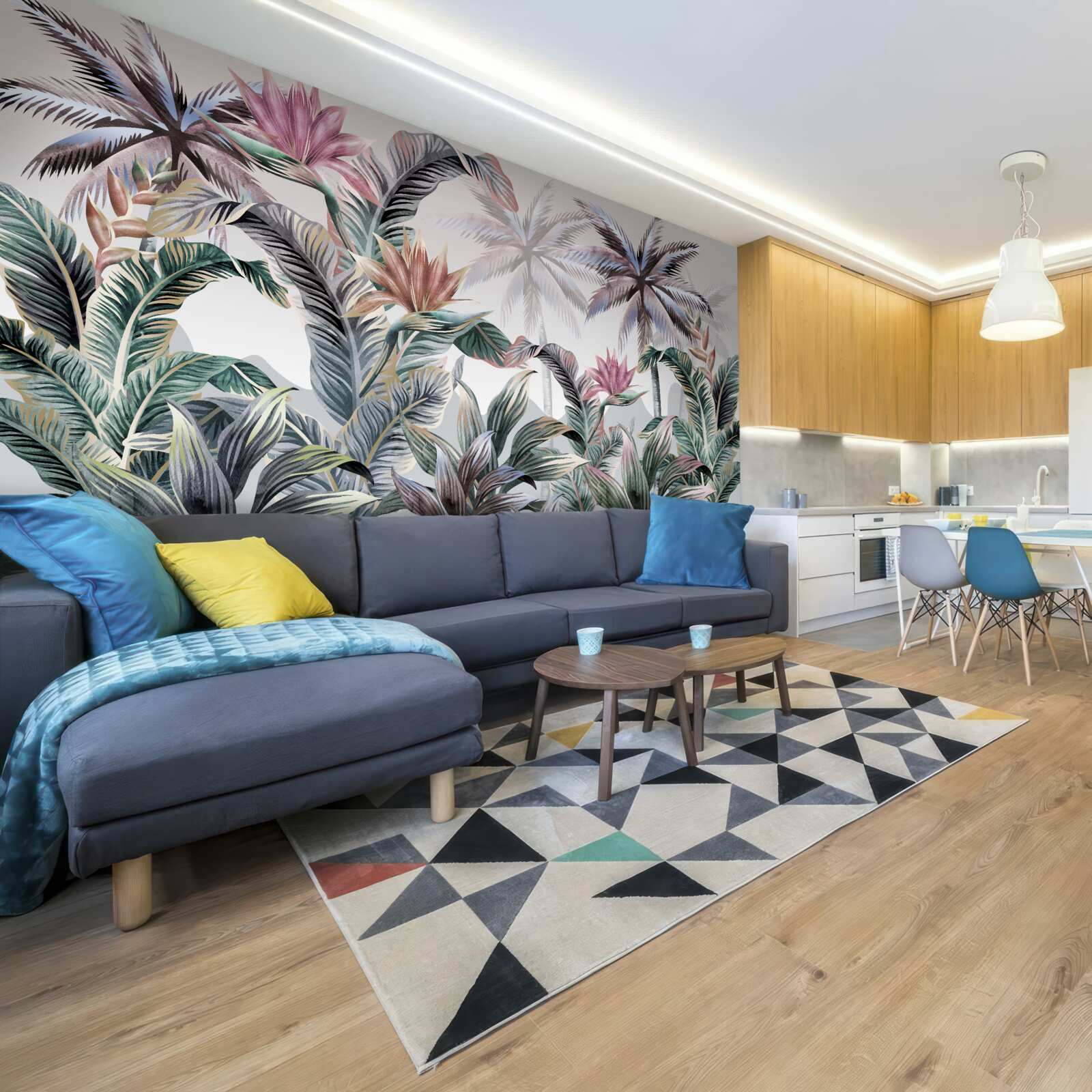 Fotobehang bomen met bladeren groeien in de jungle