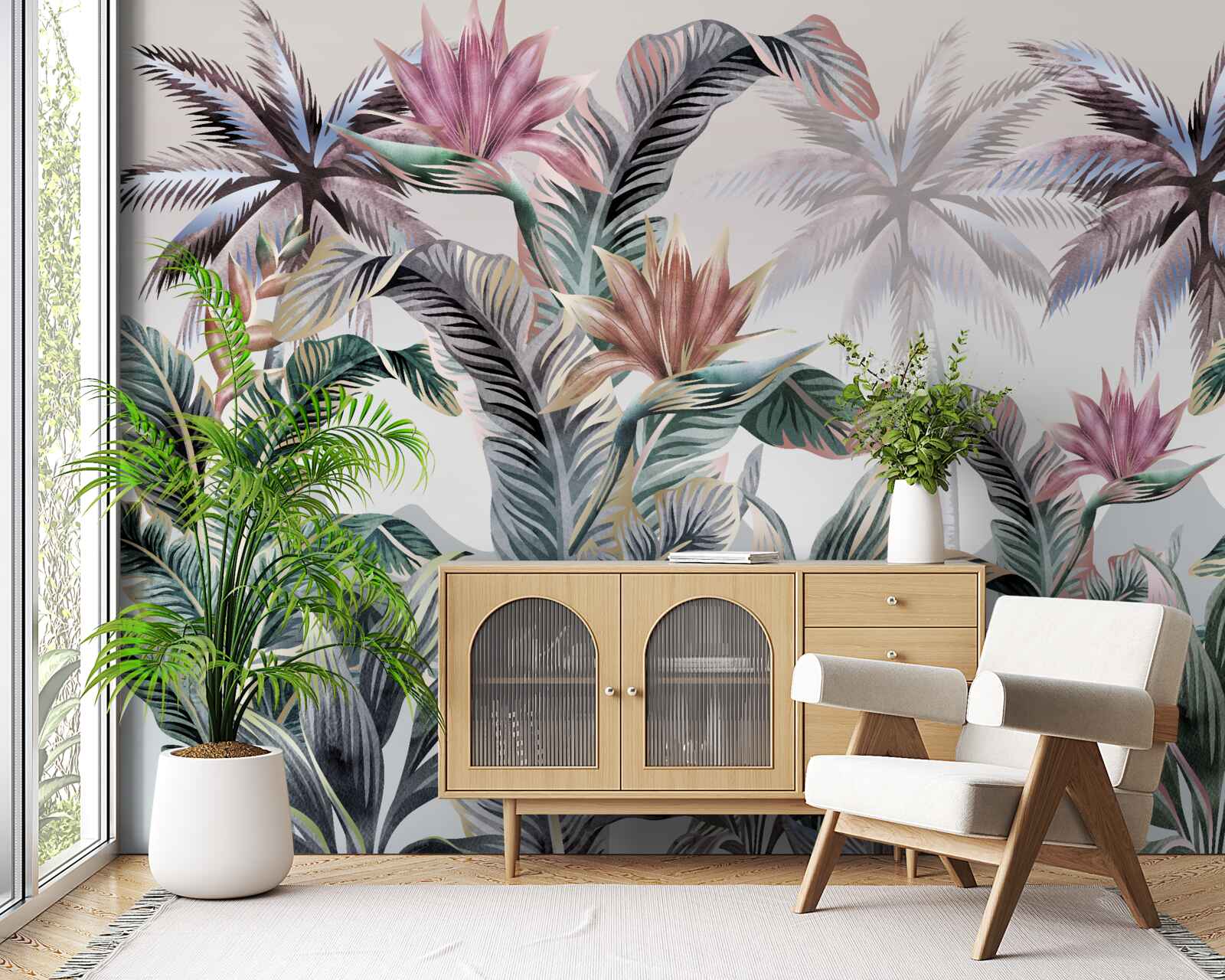 Fotobehang bomen met bladeren groeien in de jungle