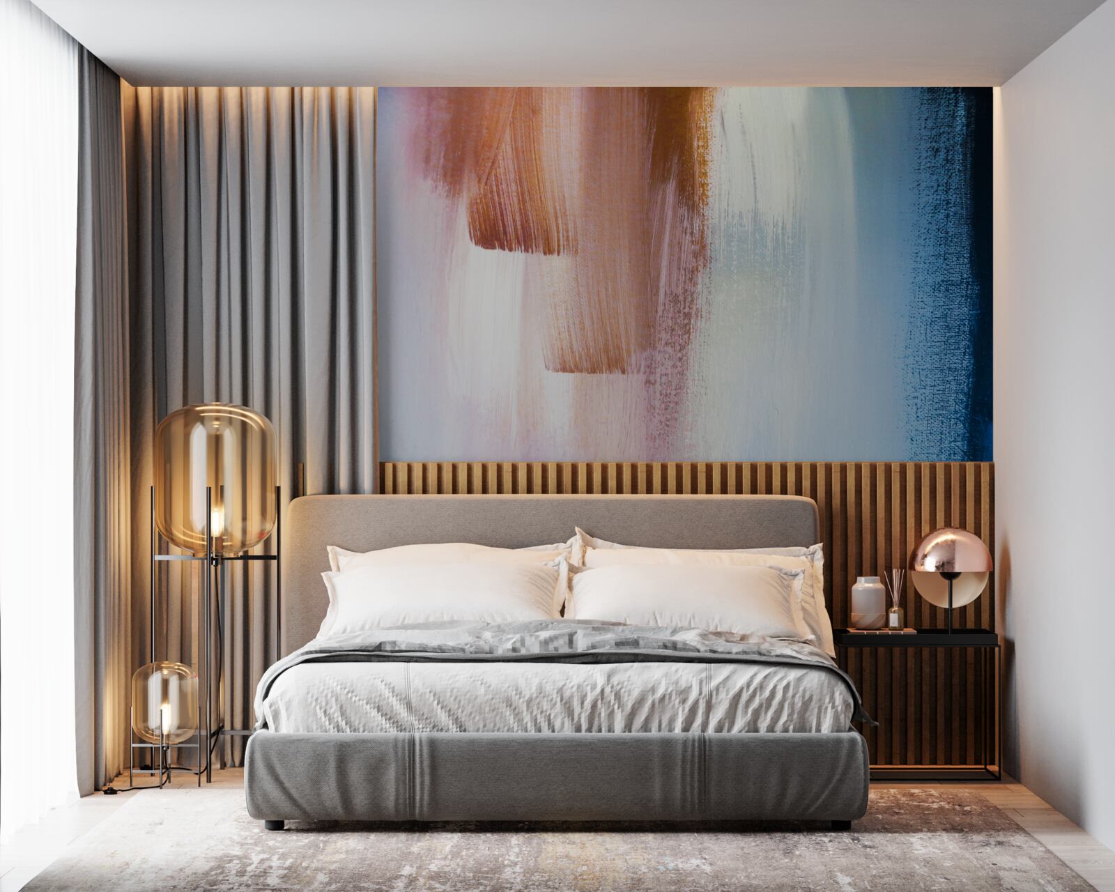 Fotobehang kleurrijke abstracte penseelstreken