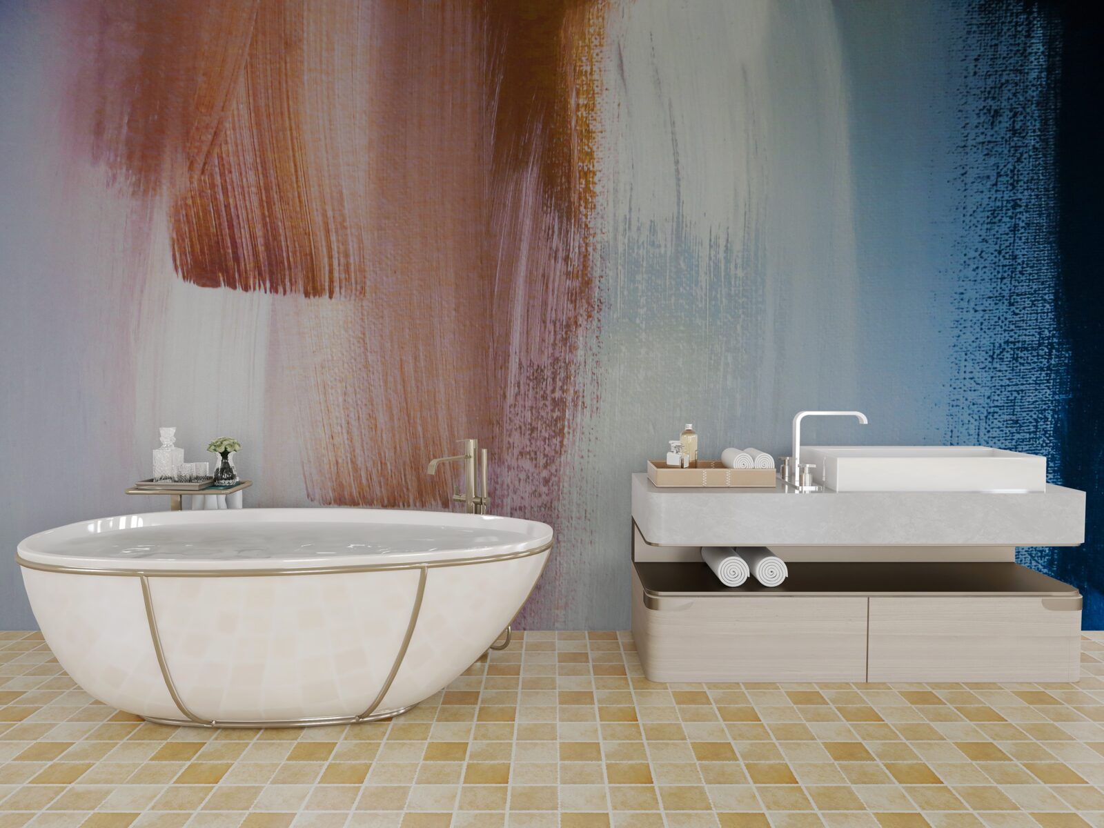 Fotobehang kleurrijke abstracte penseelstreken