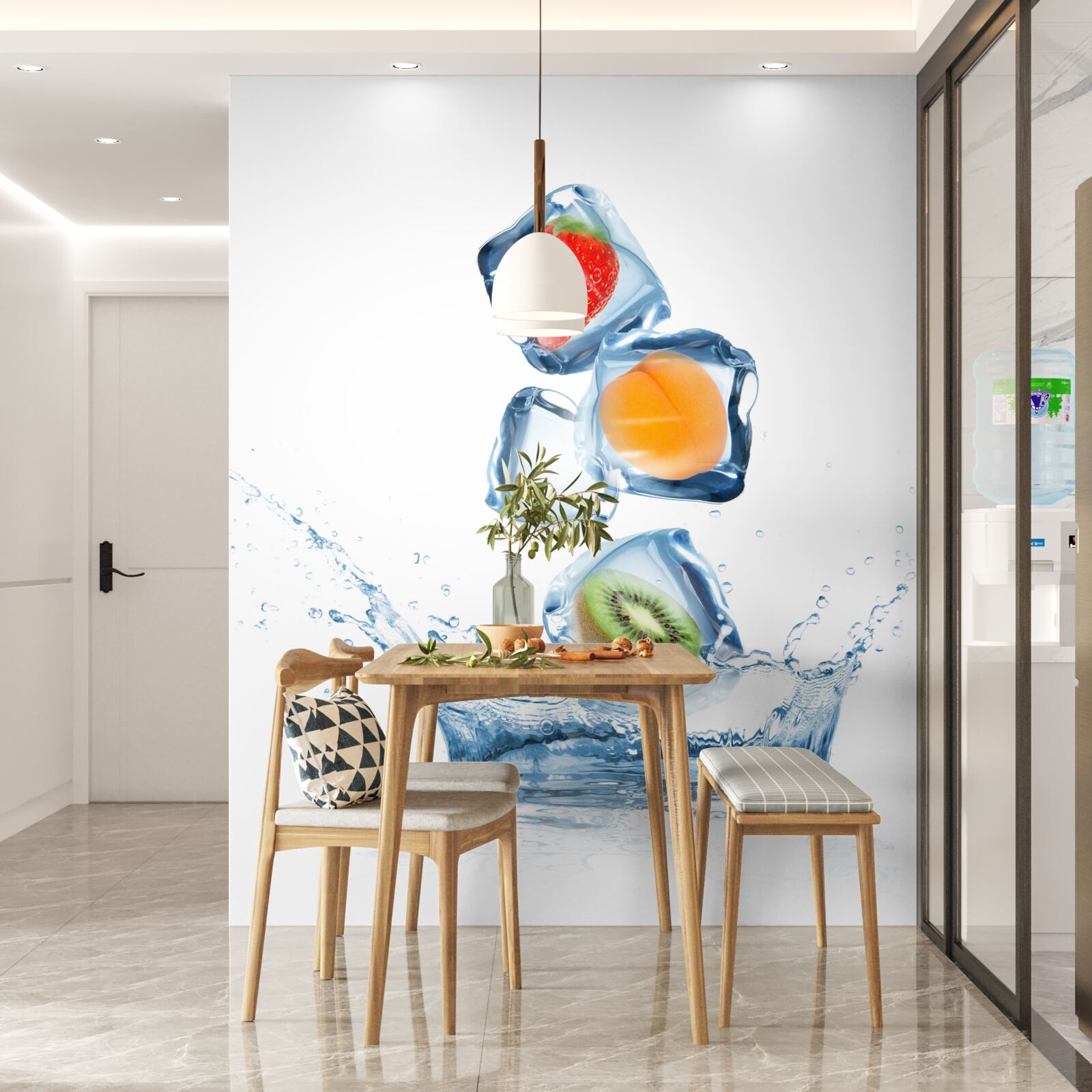 Fotobehang ijsblokjes met fruit