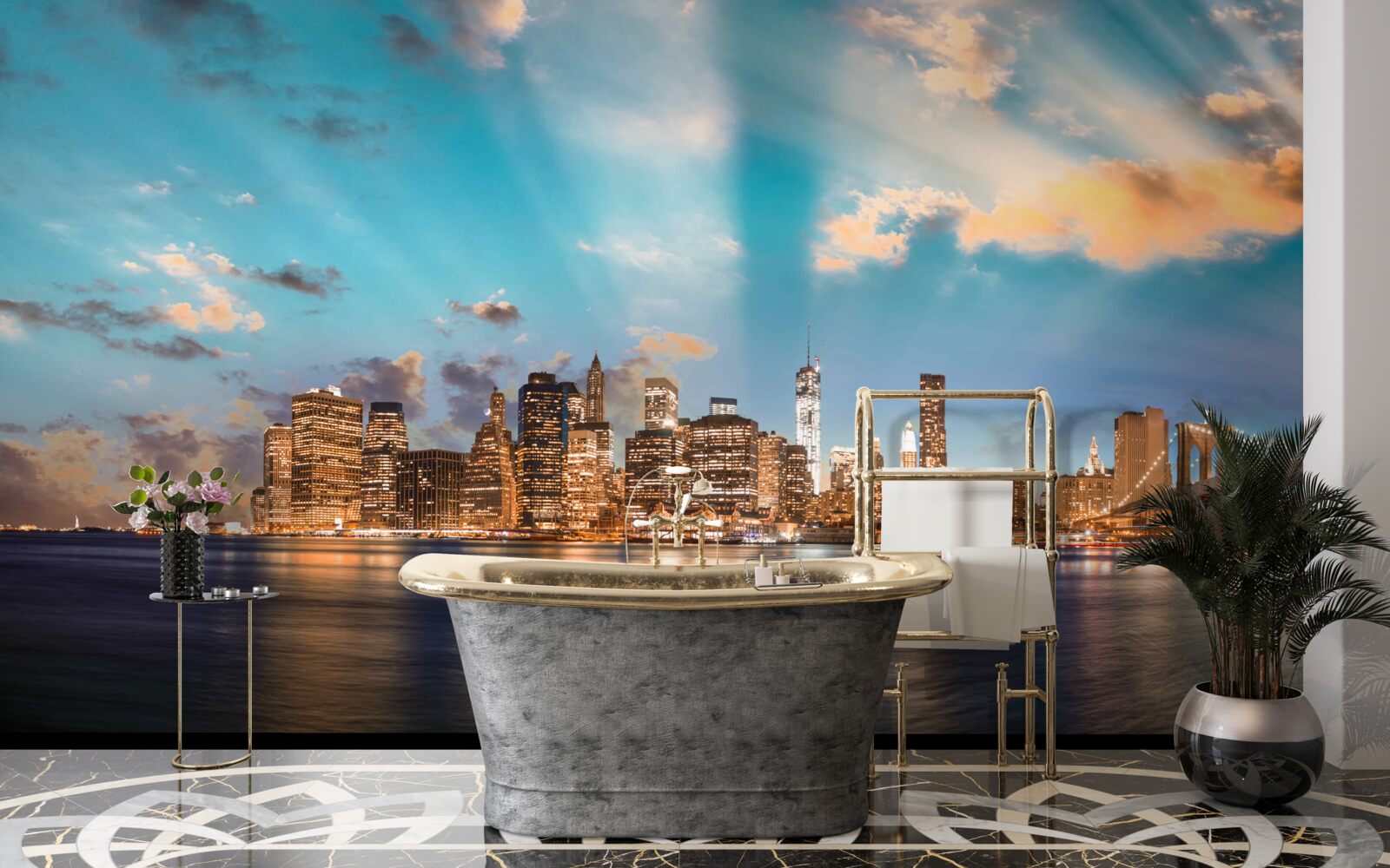 Fotobehang de brooklyn bridge en manhattan in new york