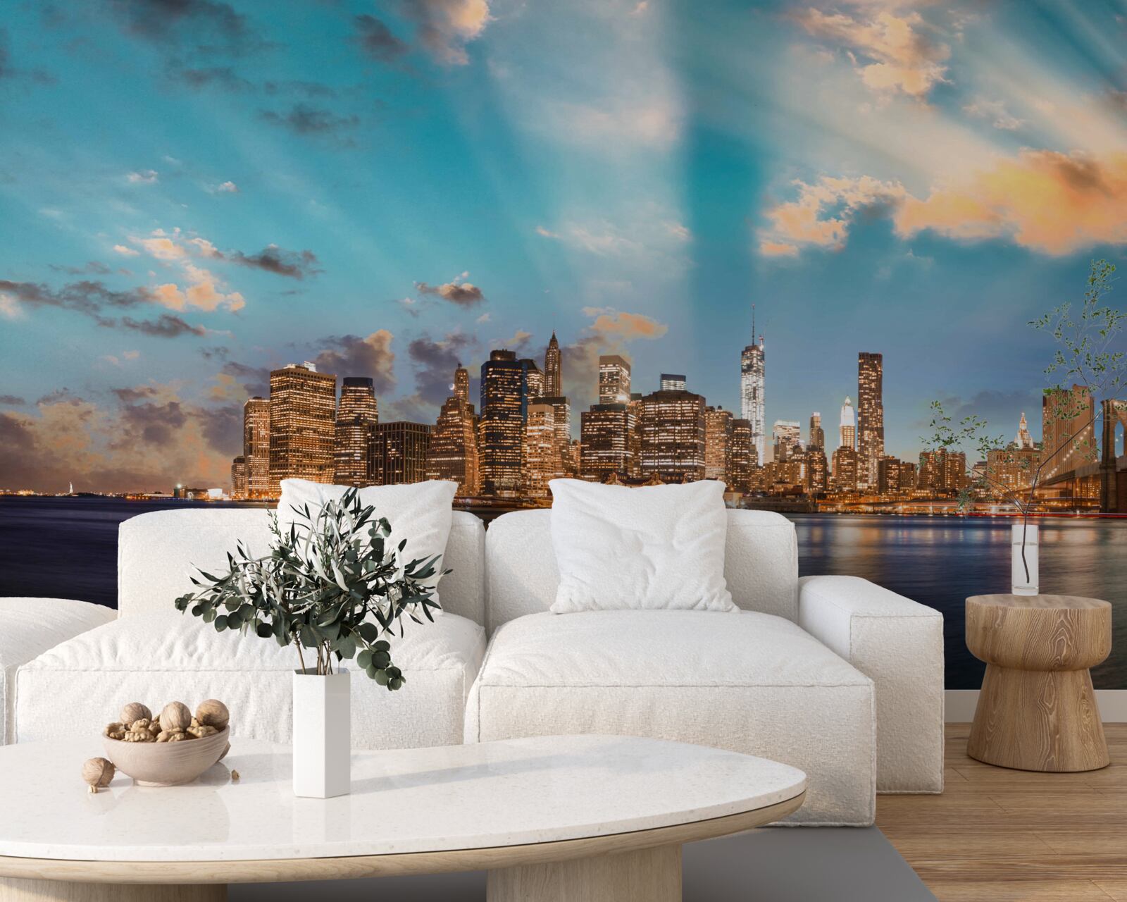 Fotobehang de brooklyn bridge en manhattan in new york