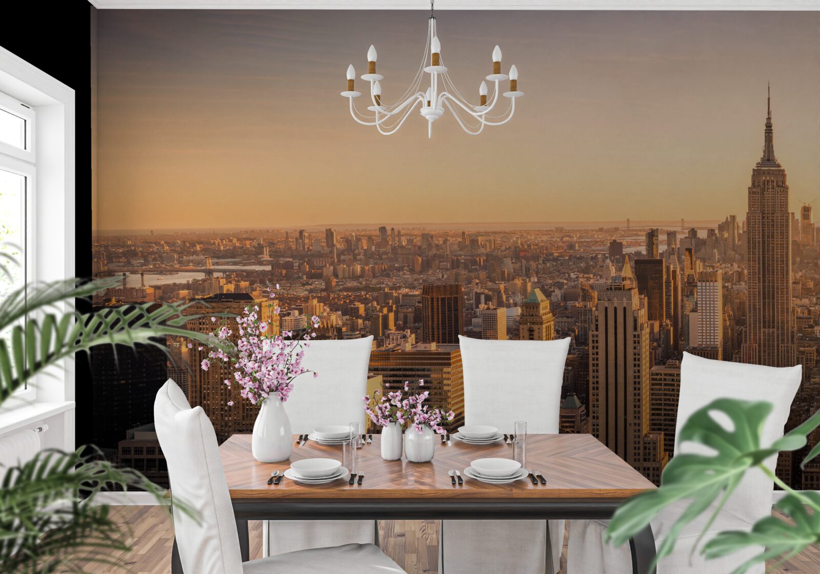 Fotobehang Dageraad boven new york