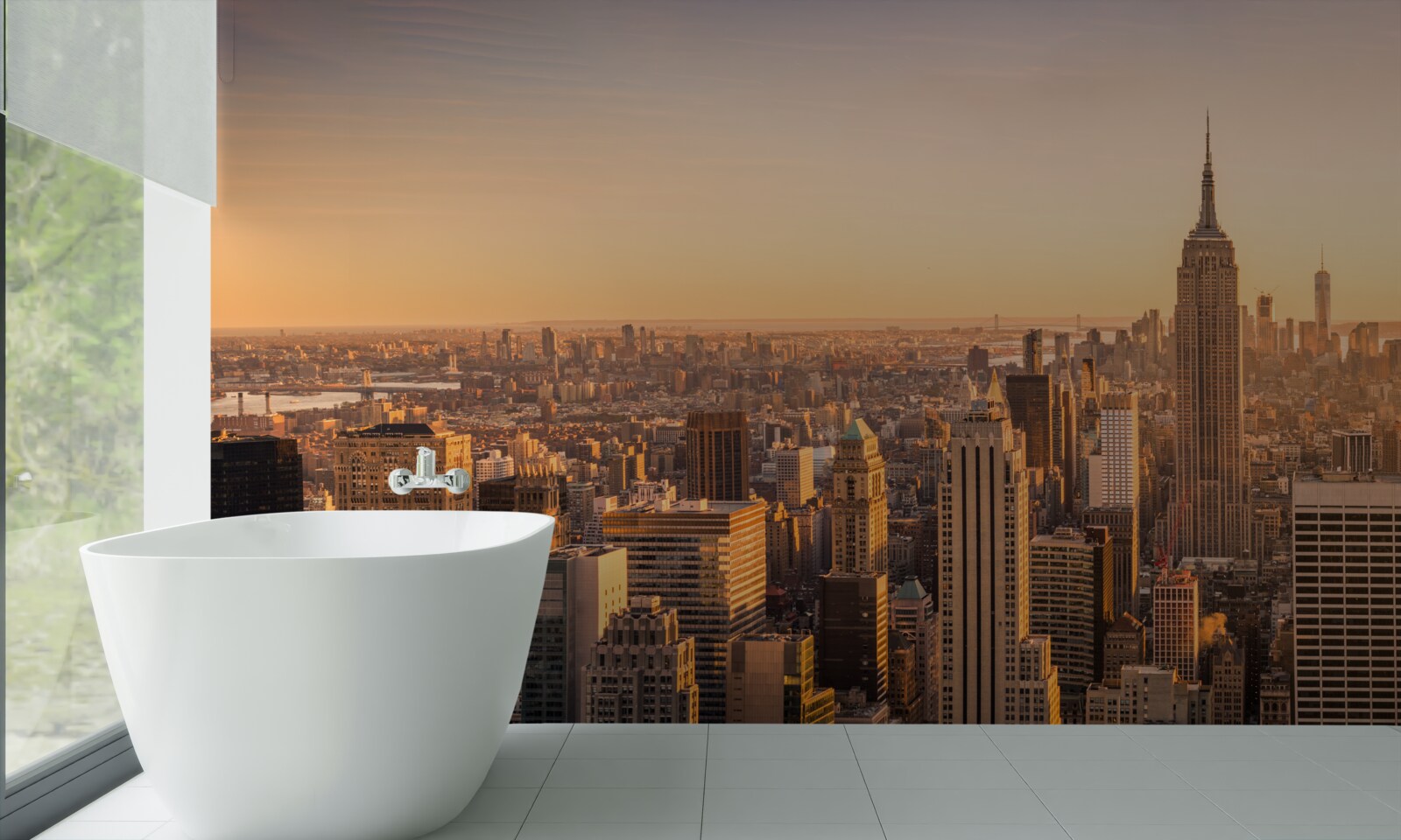 Fotobehang Dageraad boven new york