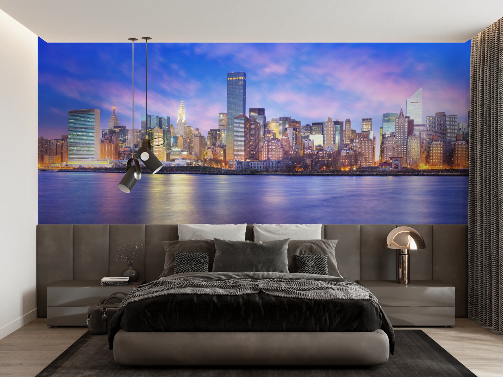 Fotobehang uitzicht op de wolkenkrabbers van de stad