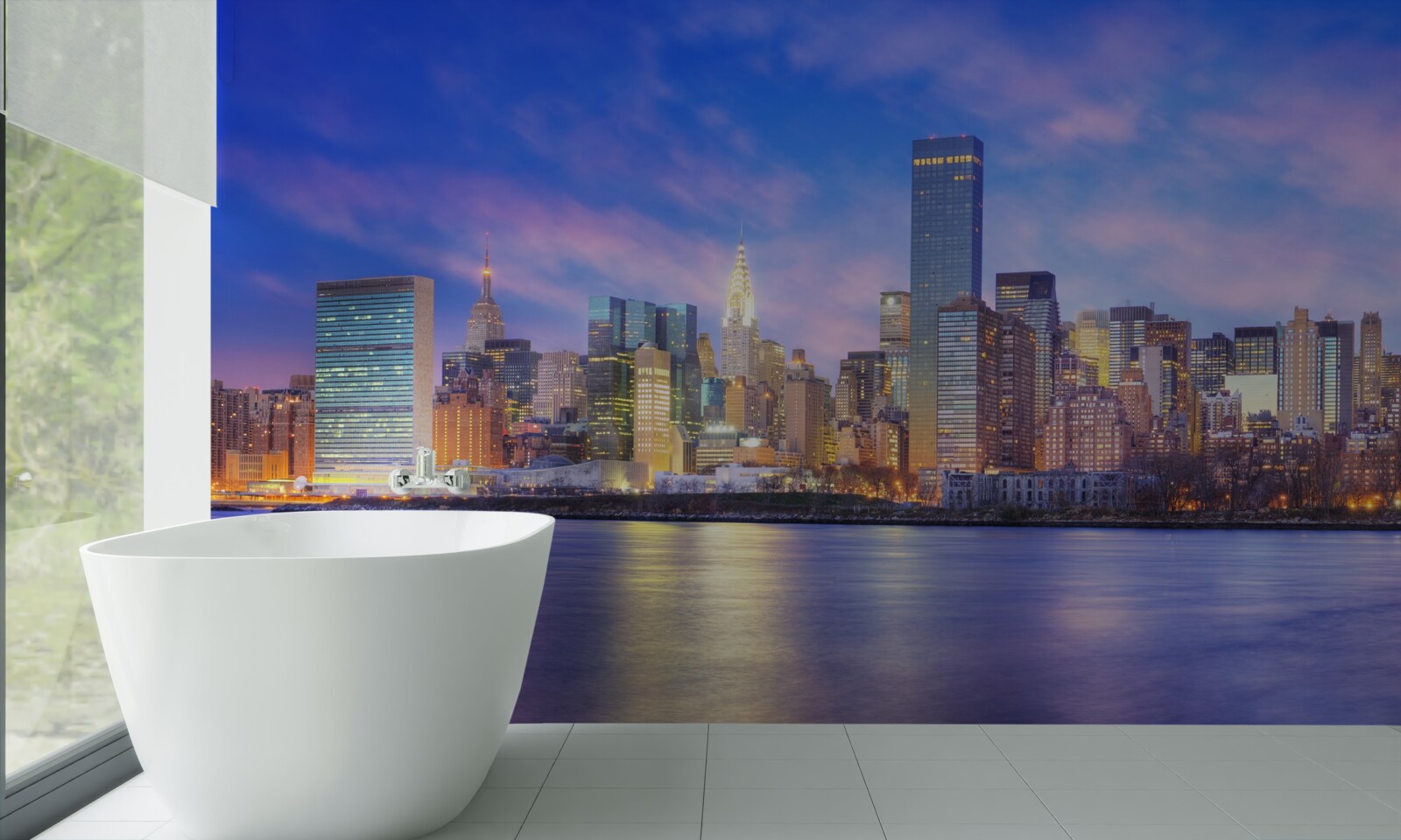 Fotobehang uitzicht op de wolkenkrabbers van de stad