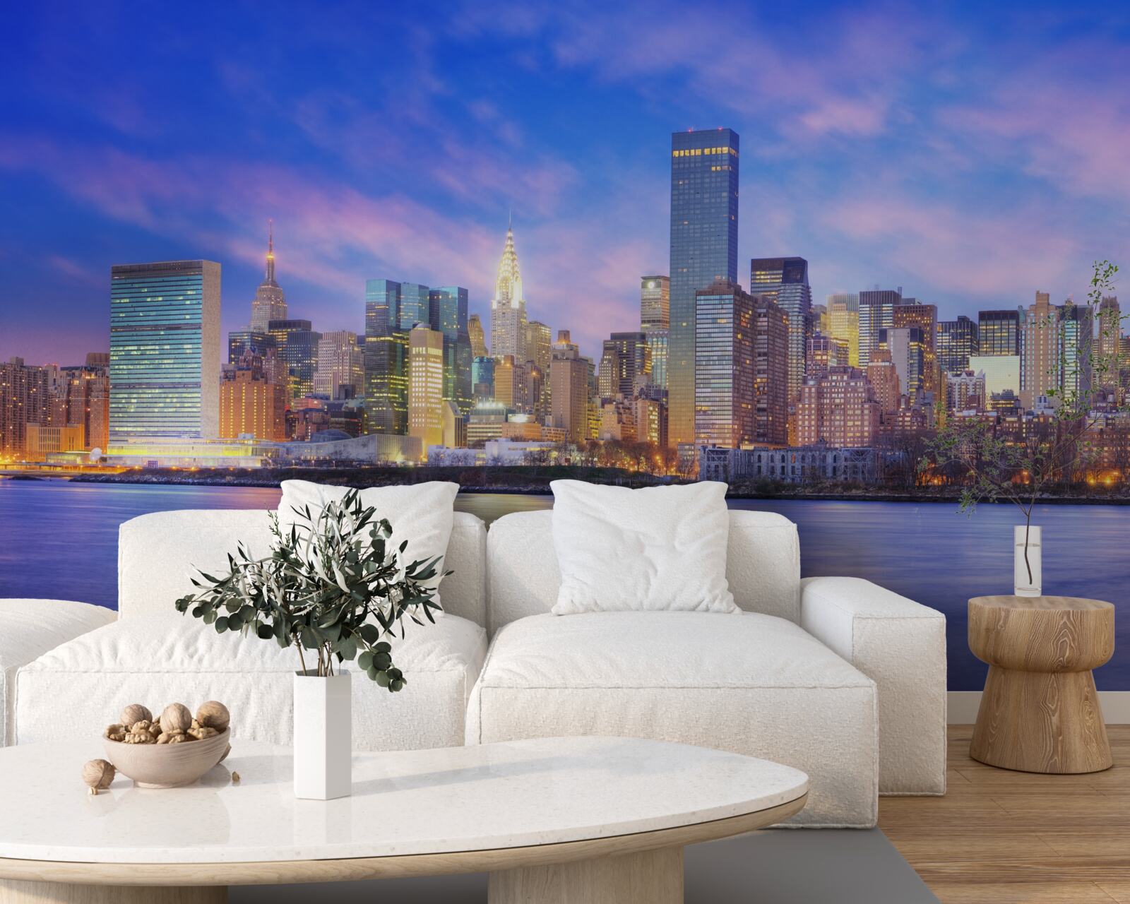 Fotobehang uitzicht op de wolkenkrabbers van de stad