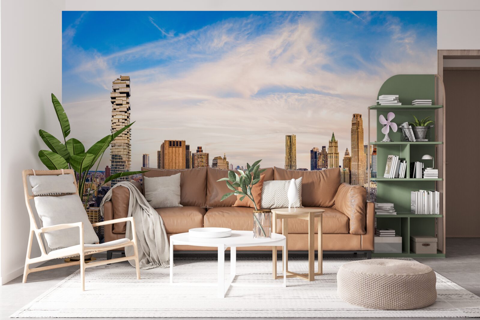 Fotobehang zonsondergang boven Lower Manhattan