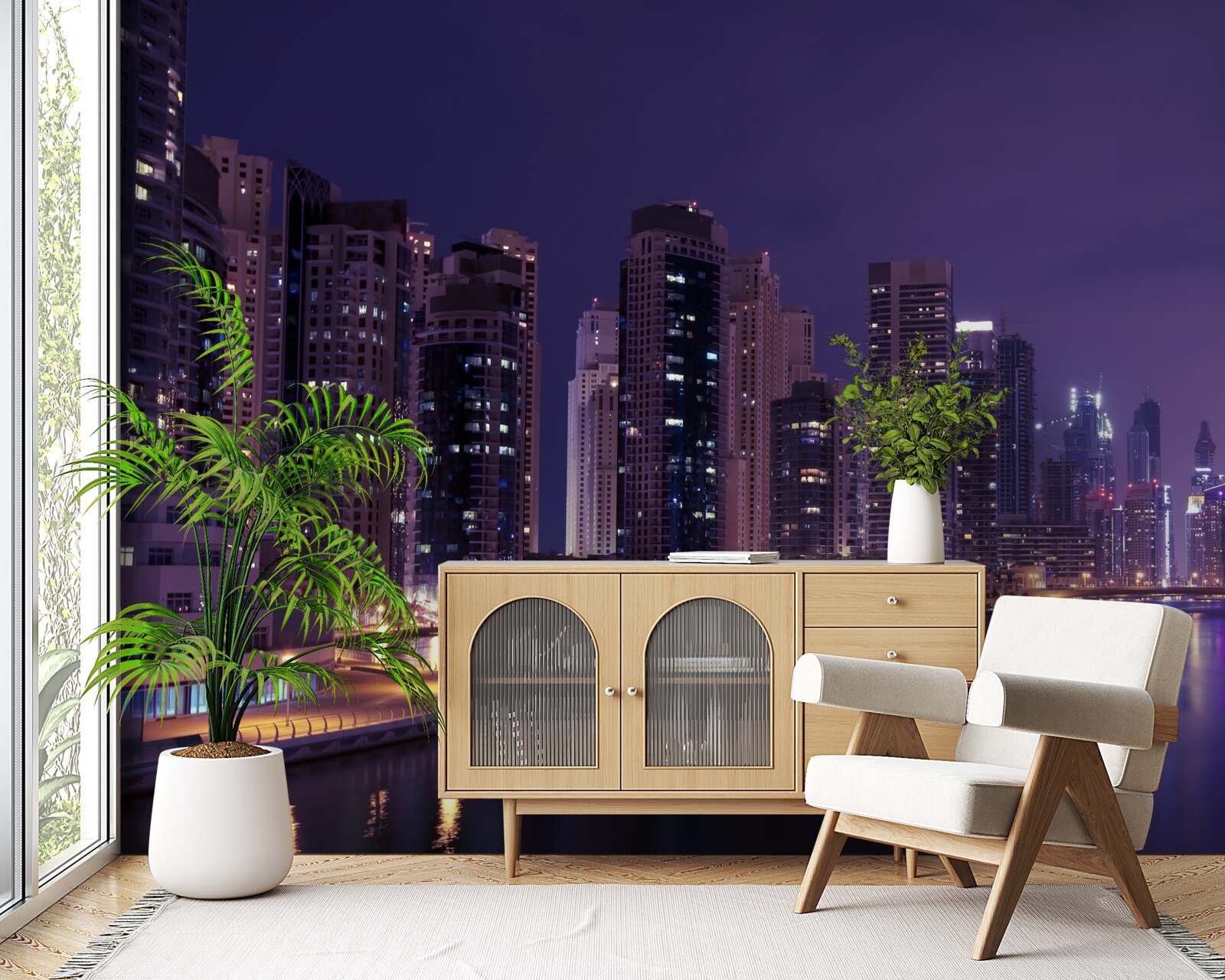 Fotobehang wolkenkrabbers van chicago bij nacht