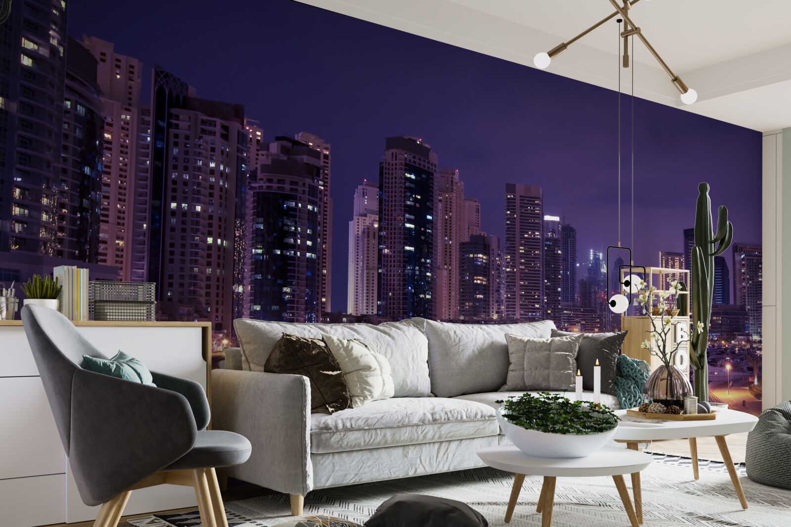 Fotobehang wolkenkrabbers van chicago bij nacht