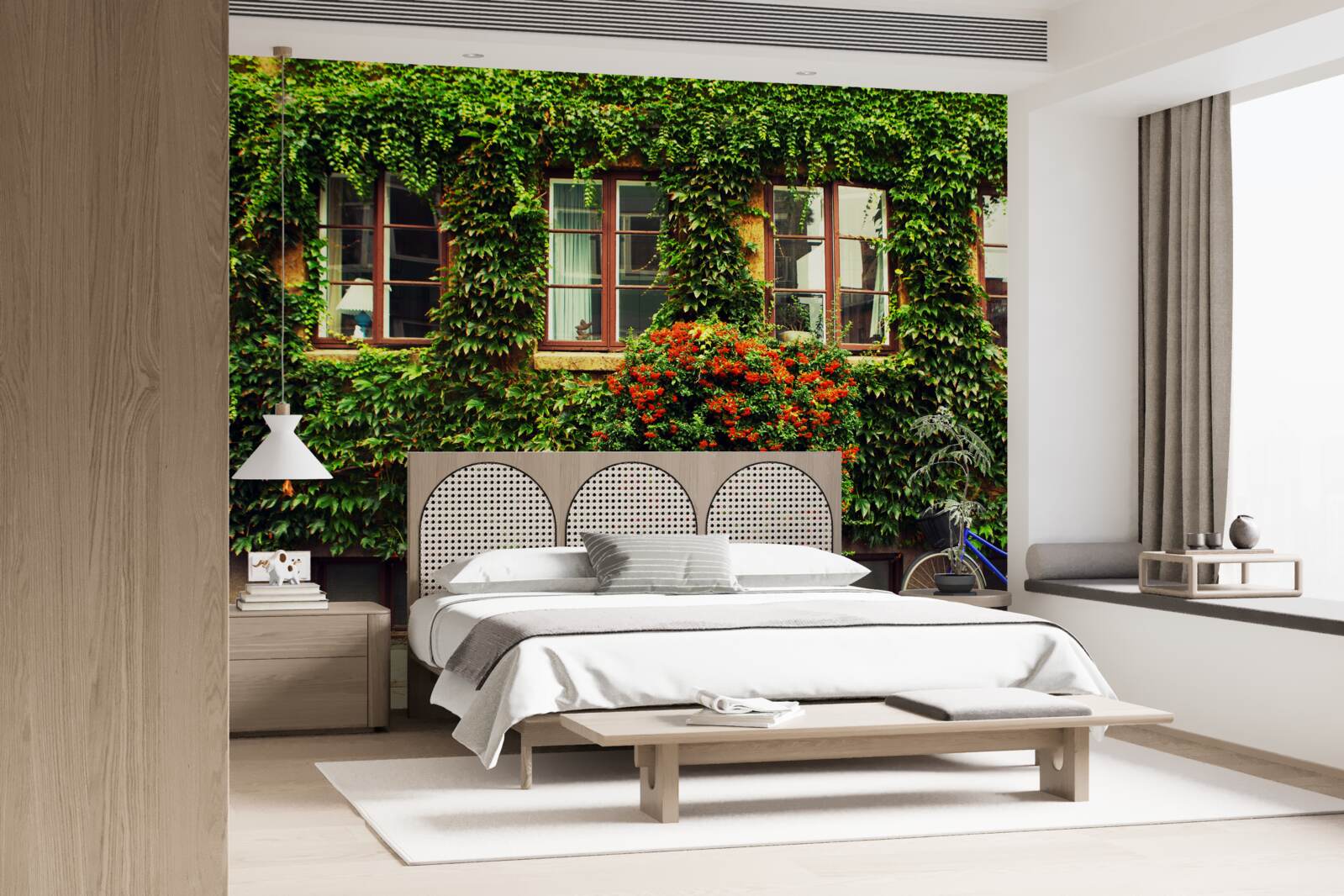 Fotobehang huis overwoekerd met klimop door ouderdom