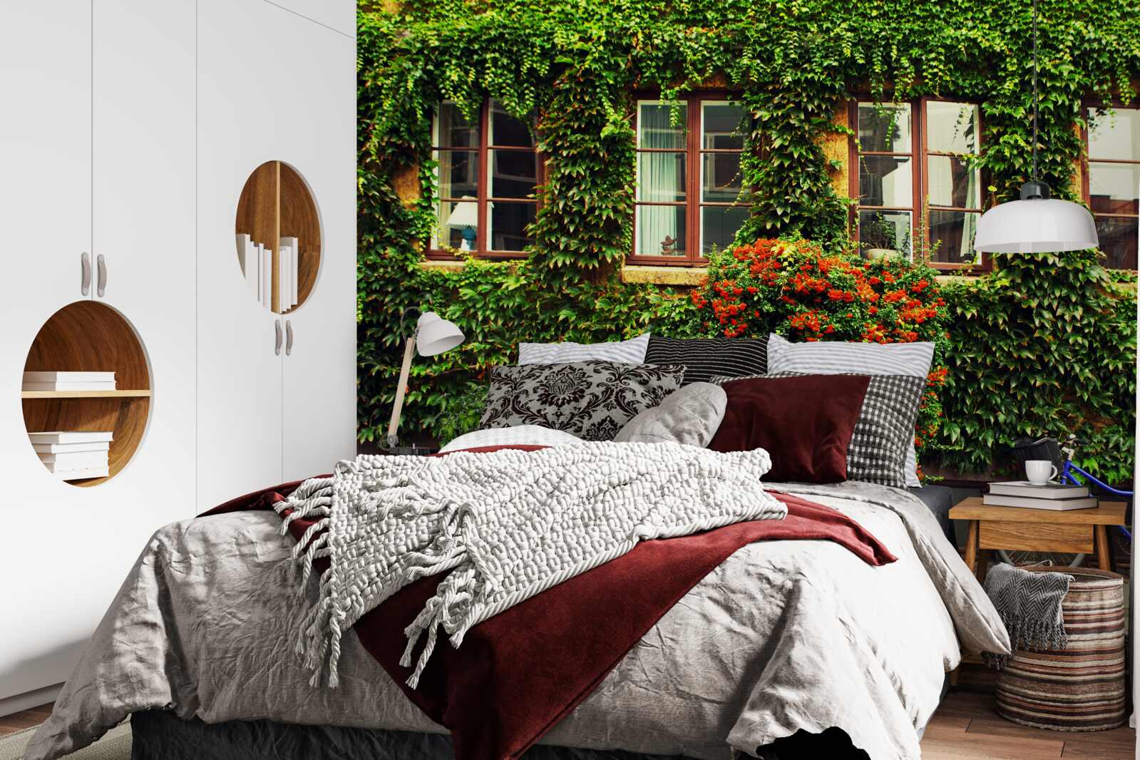 Fotobehang huis overwoekerd met klimop door ouderdom