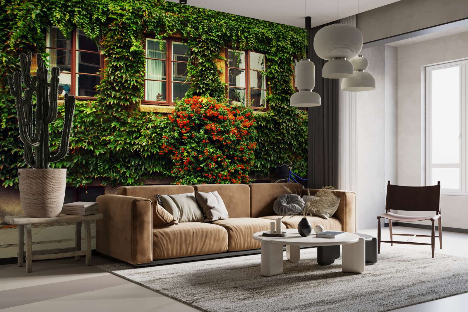 Fotobehang huis overwoekerd met klimop door ouderdom