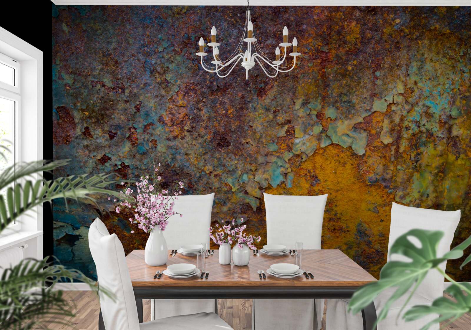 Fotobehang verroeste metalen muur