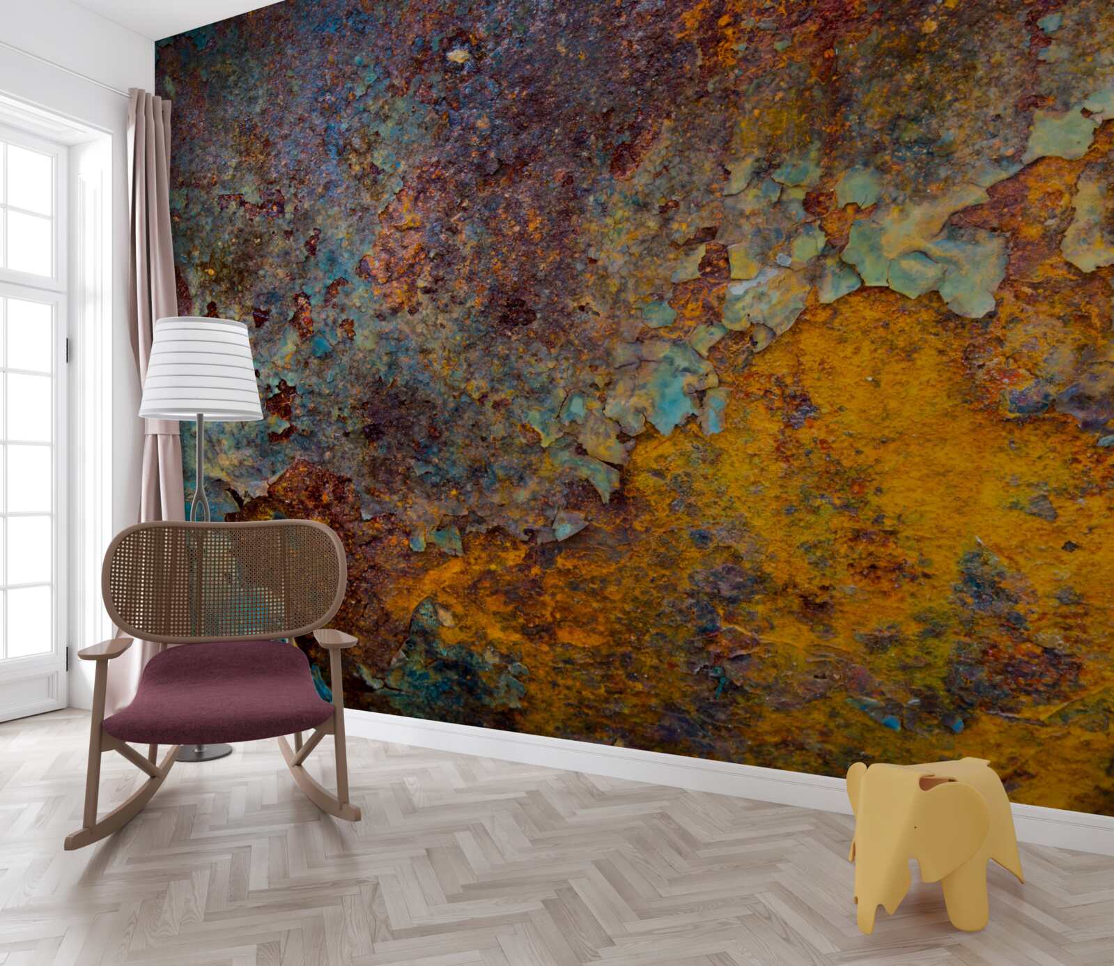 Fotobehang verroeste metalen muur